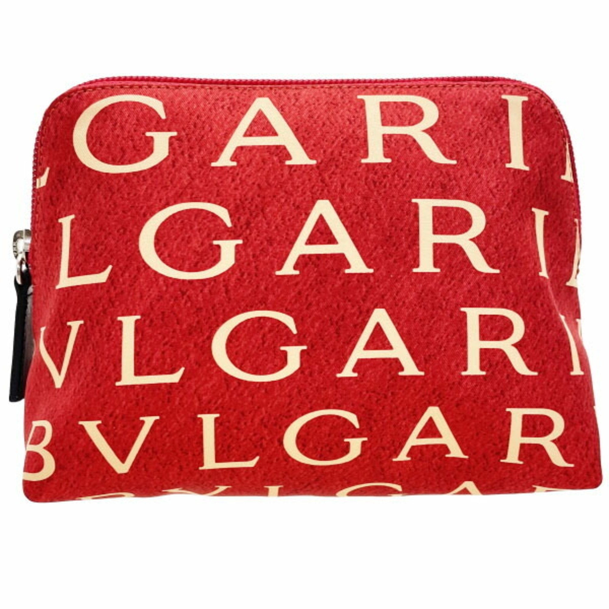 Bvlgari Black Red Color Silk Leather Pouch Wash Bag (Pre-Owned)