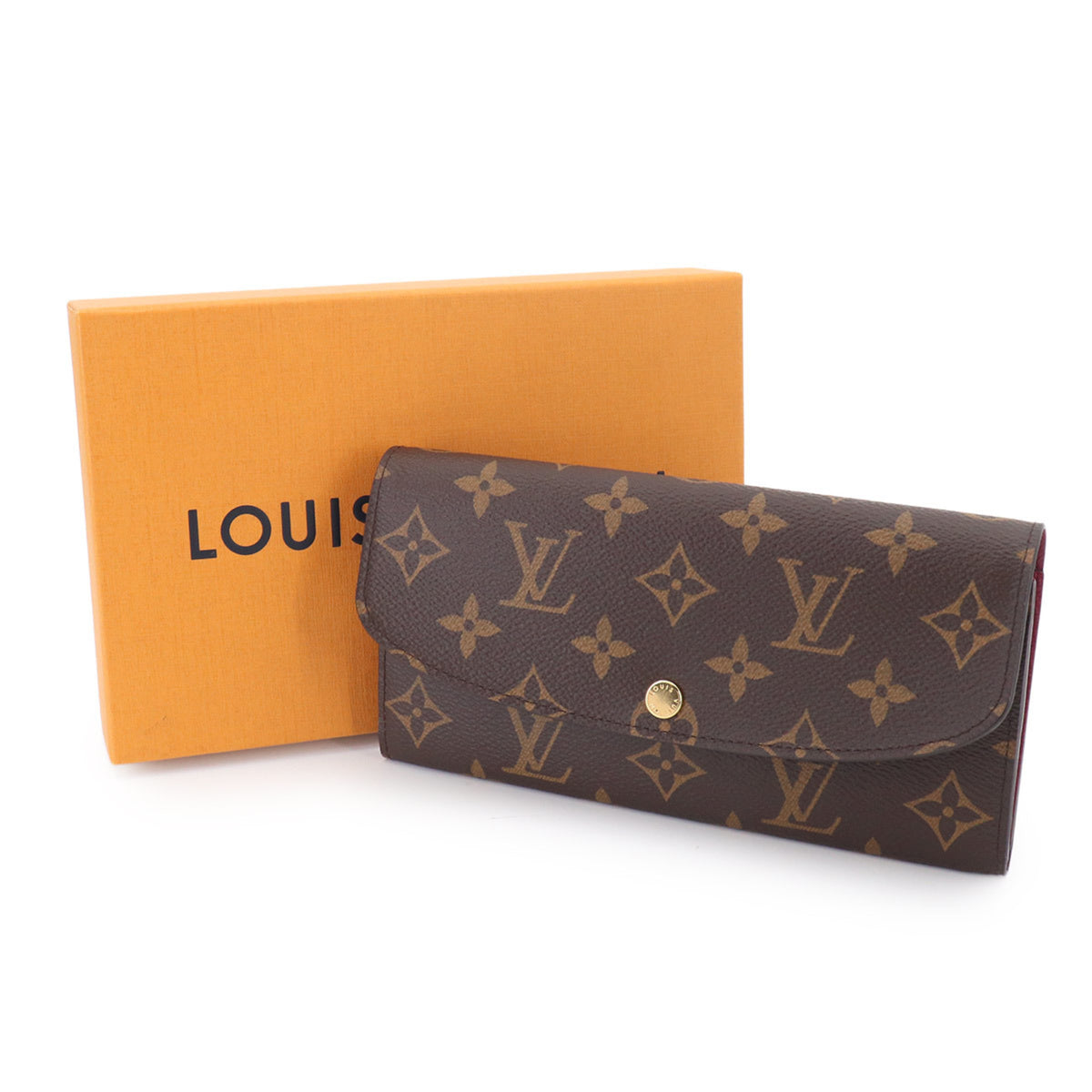 Louis Vuitton Brown Fuchsia Monogram Canvas Long Wallet (Bi-Fold) (Pre-Owned)