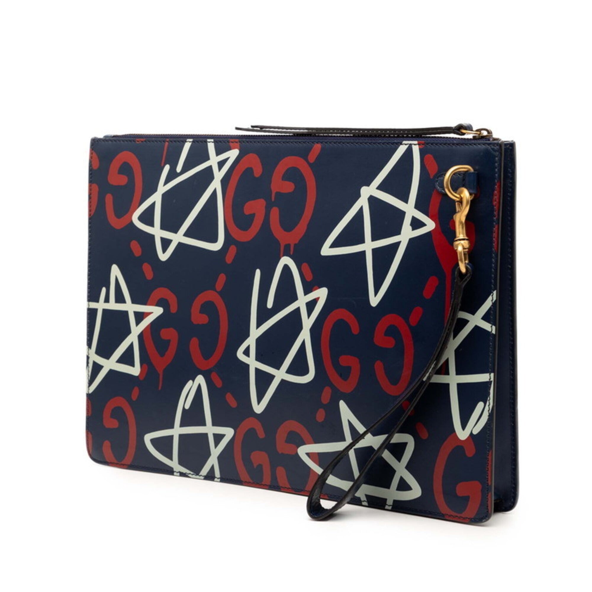 Gucci Multi-Color Navy Leather Clutch Bag (Pre-Owned)