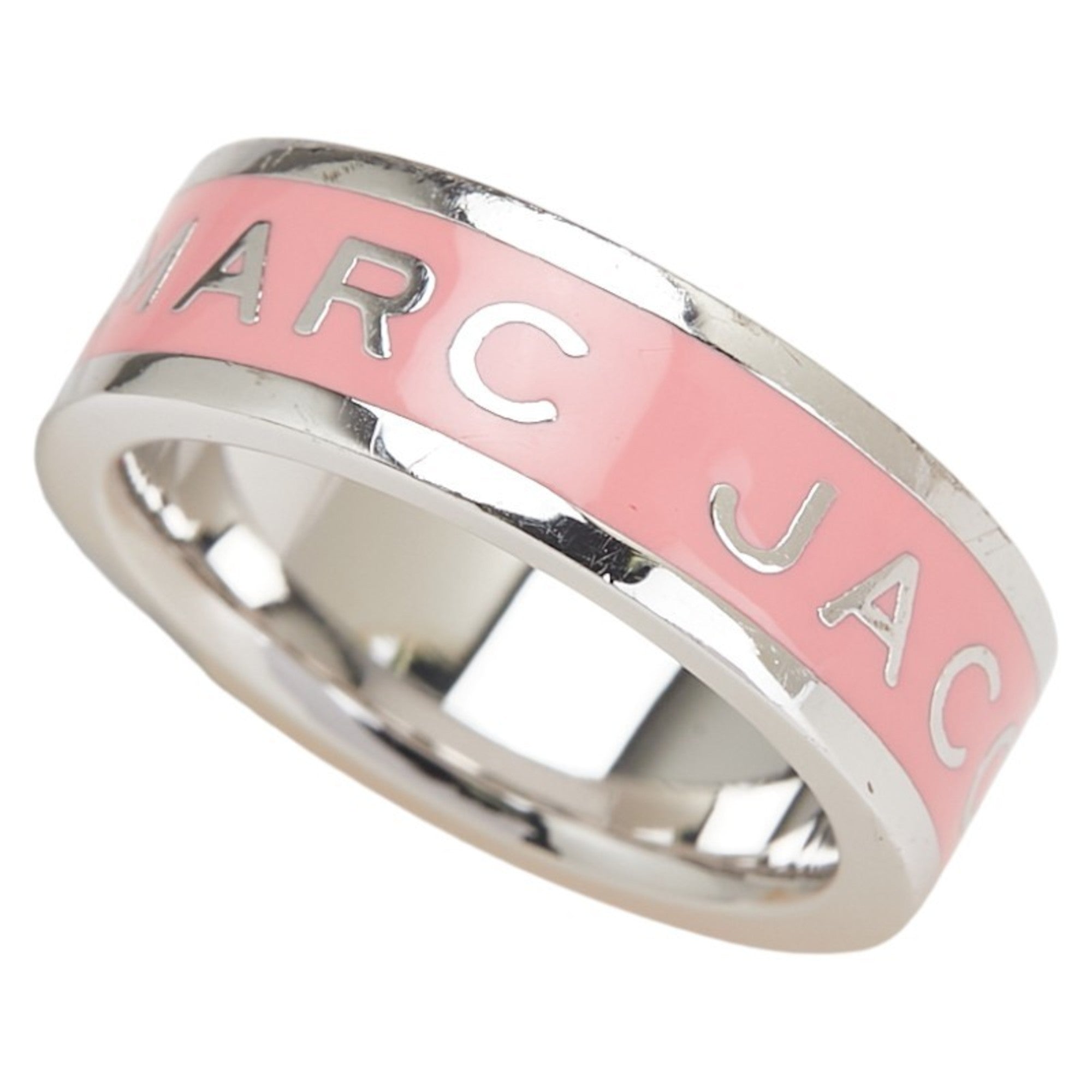 Marc Jacobs Silver Pink Metal Band Ring (Pre-Owned)