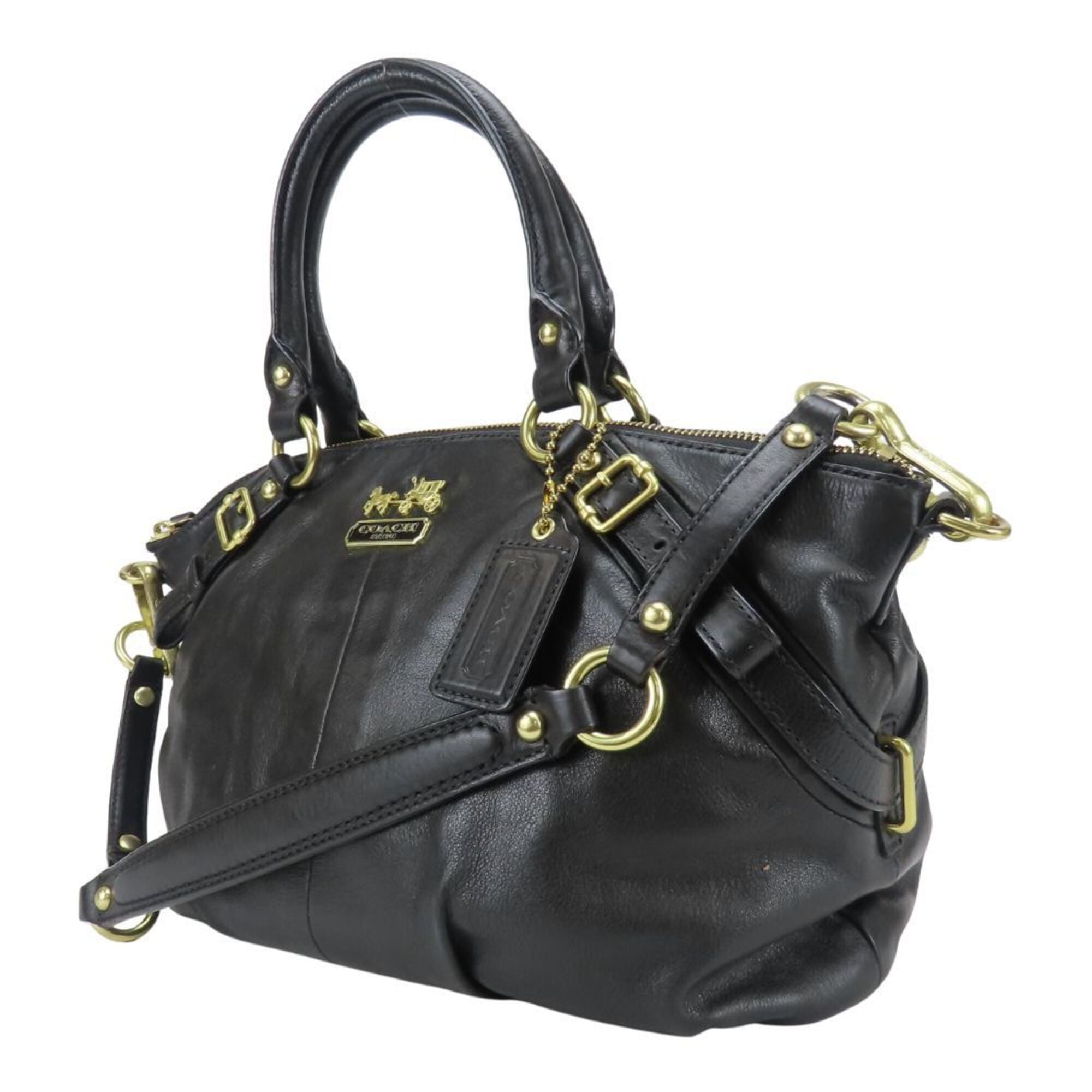 Coach Black Leather Handbag (Pre-Owned)