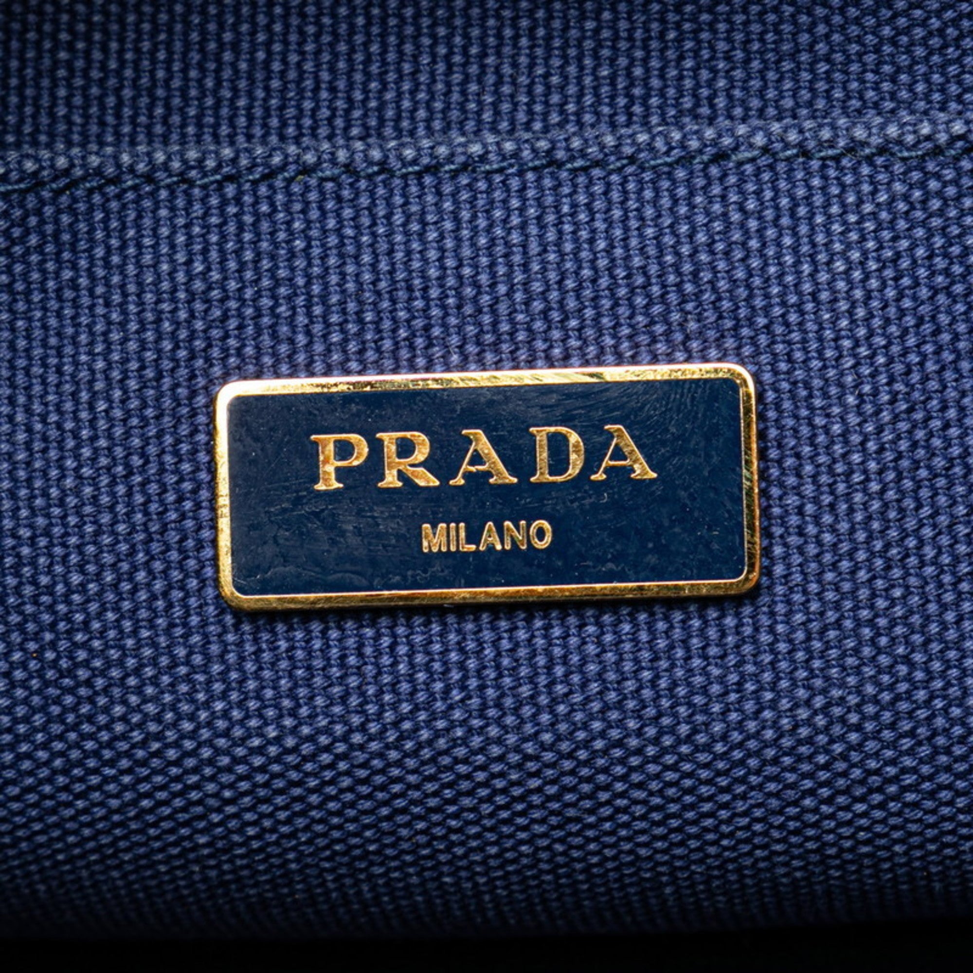 Prada Canapa Navy Canvas Handbag Shoulder Bag (Pre-Owned)