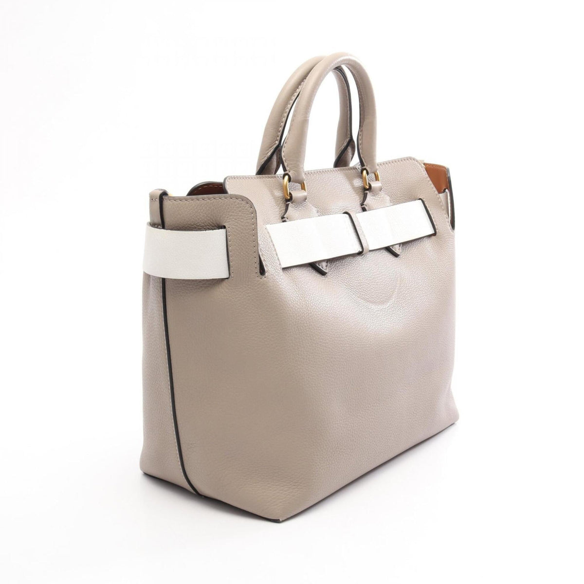 Burberry Beige White Leather Handbag (Pre-Owned)