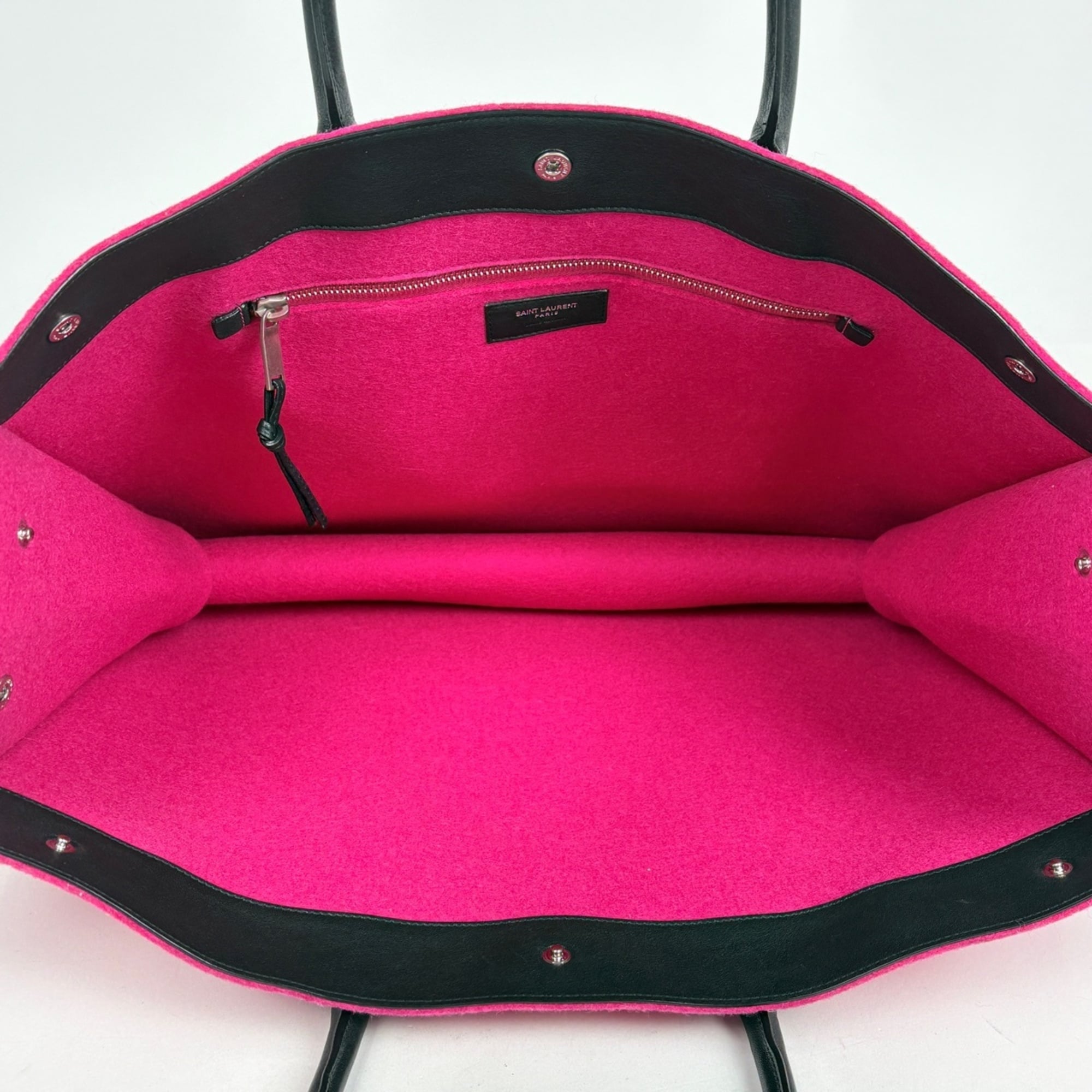 Saint Laurent Black Pink Felt Leather Tote Bag (Pre-Owned)