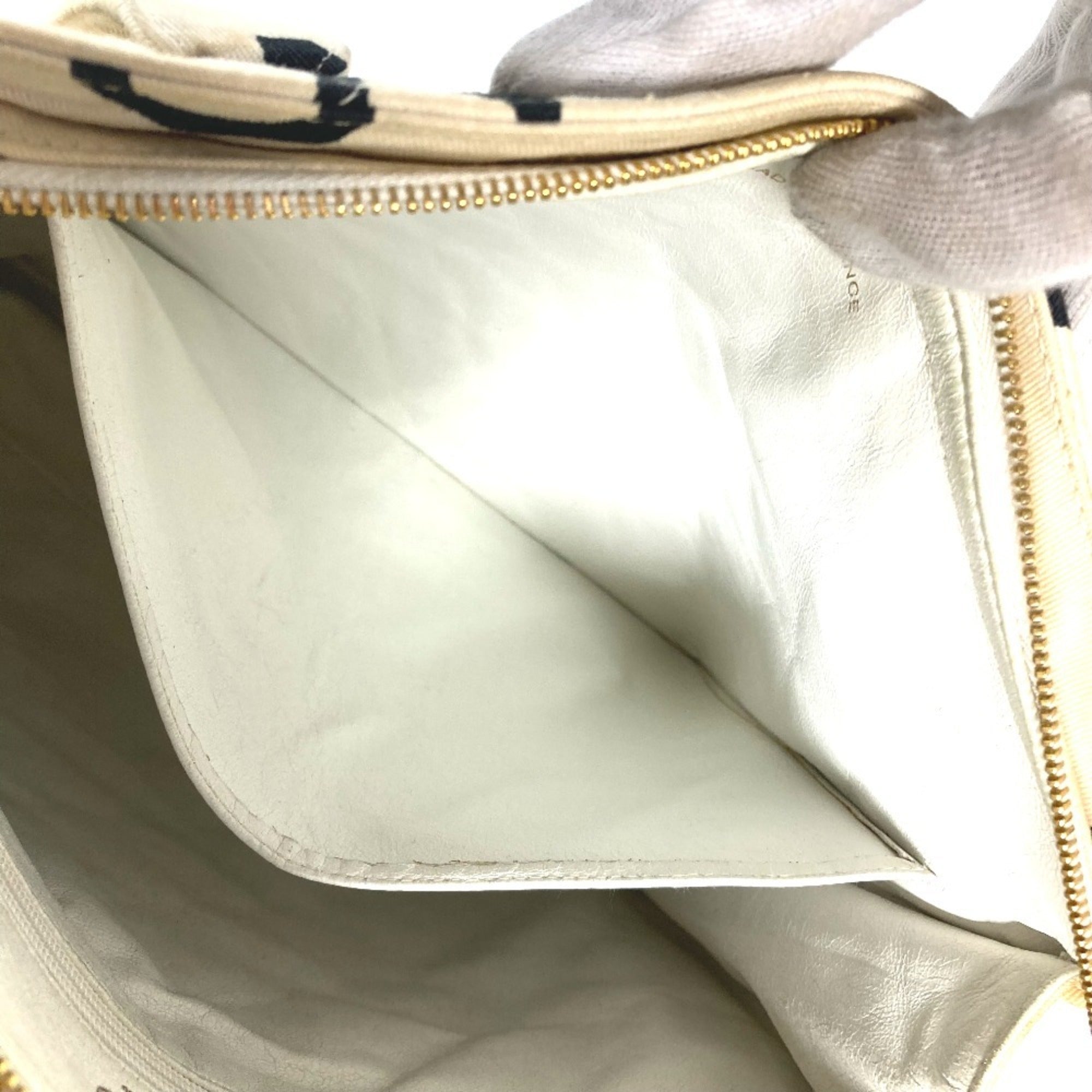 Chanel Black White Canvas Shoulder Bag Tote Bag (Pre-Owned)