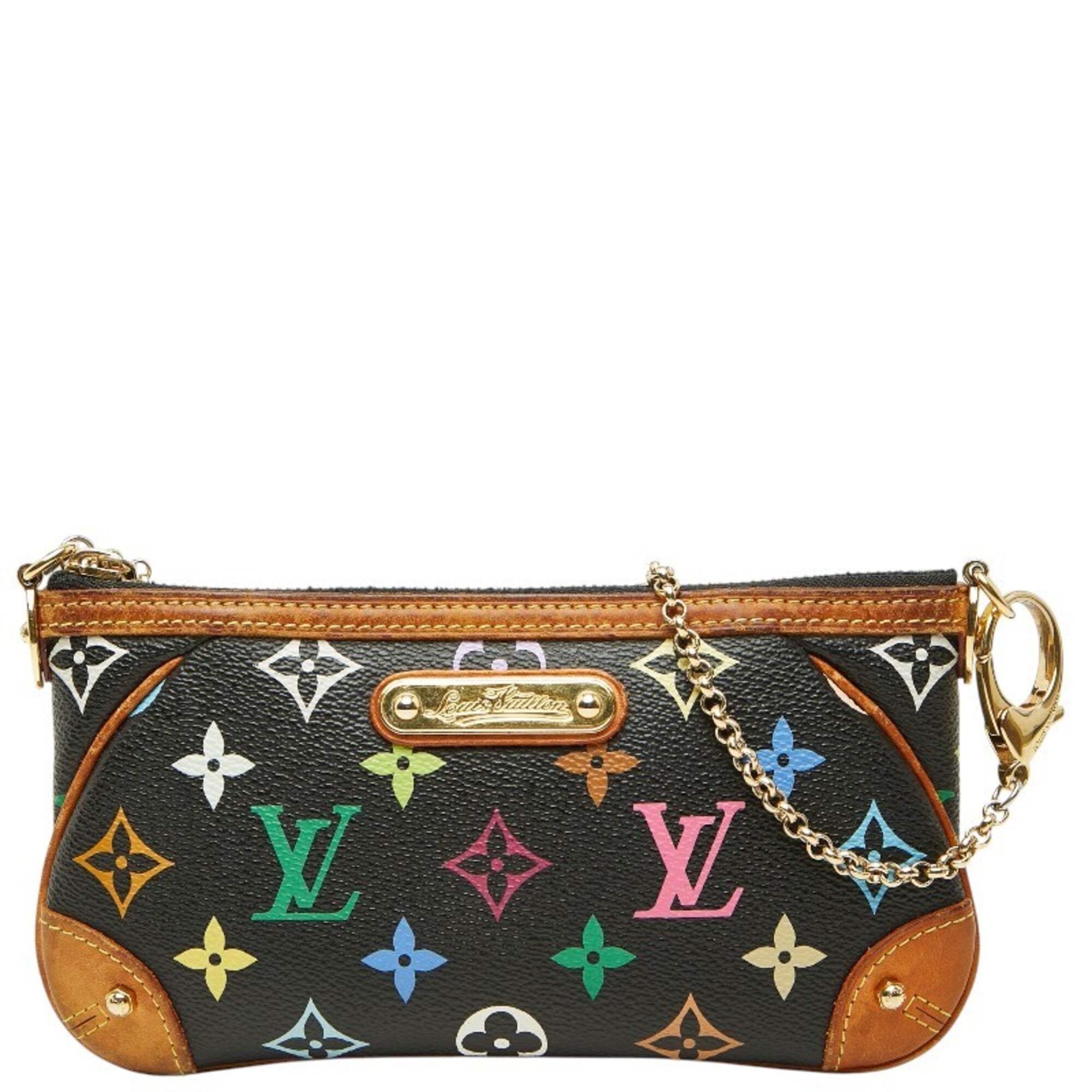 Louis Vuitton Black Monogram Multi-Color Noir Pvc Handbag Pochette Pouch (Pre-Owned)