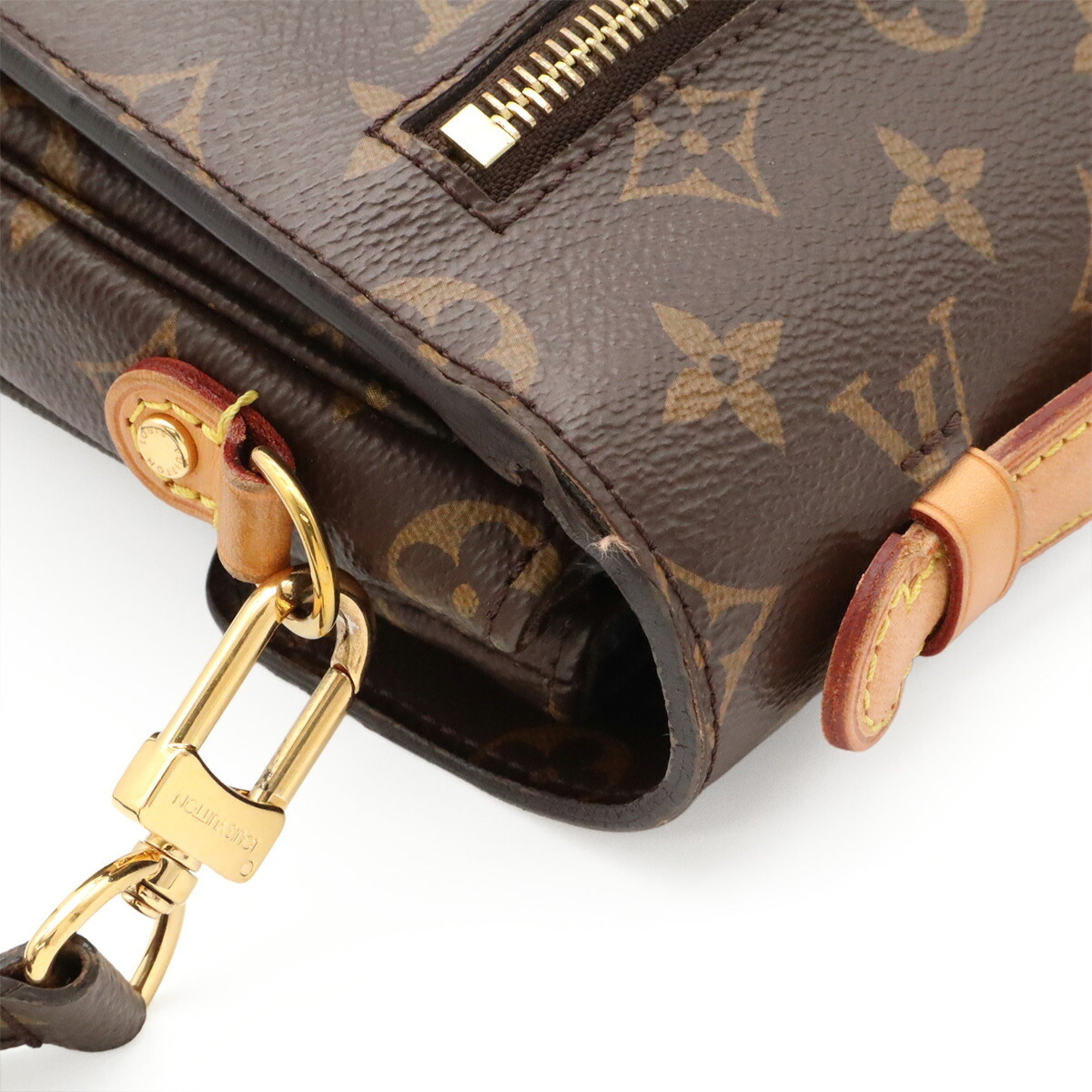 Louis Vuitton Brown Monogram Canvas Clutch Bag Handbag Pochette Shoulder Bag (Pre-Owned)