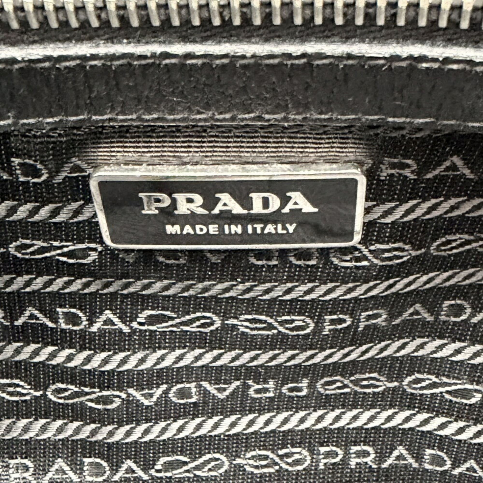 Prada Black Gray Canvas Leather Boston Bag Handbag (Pre-Owned)