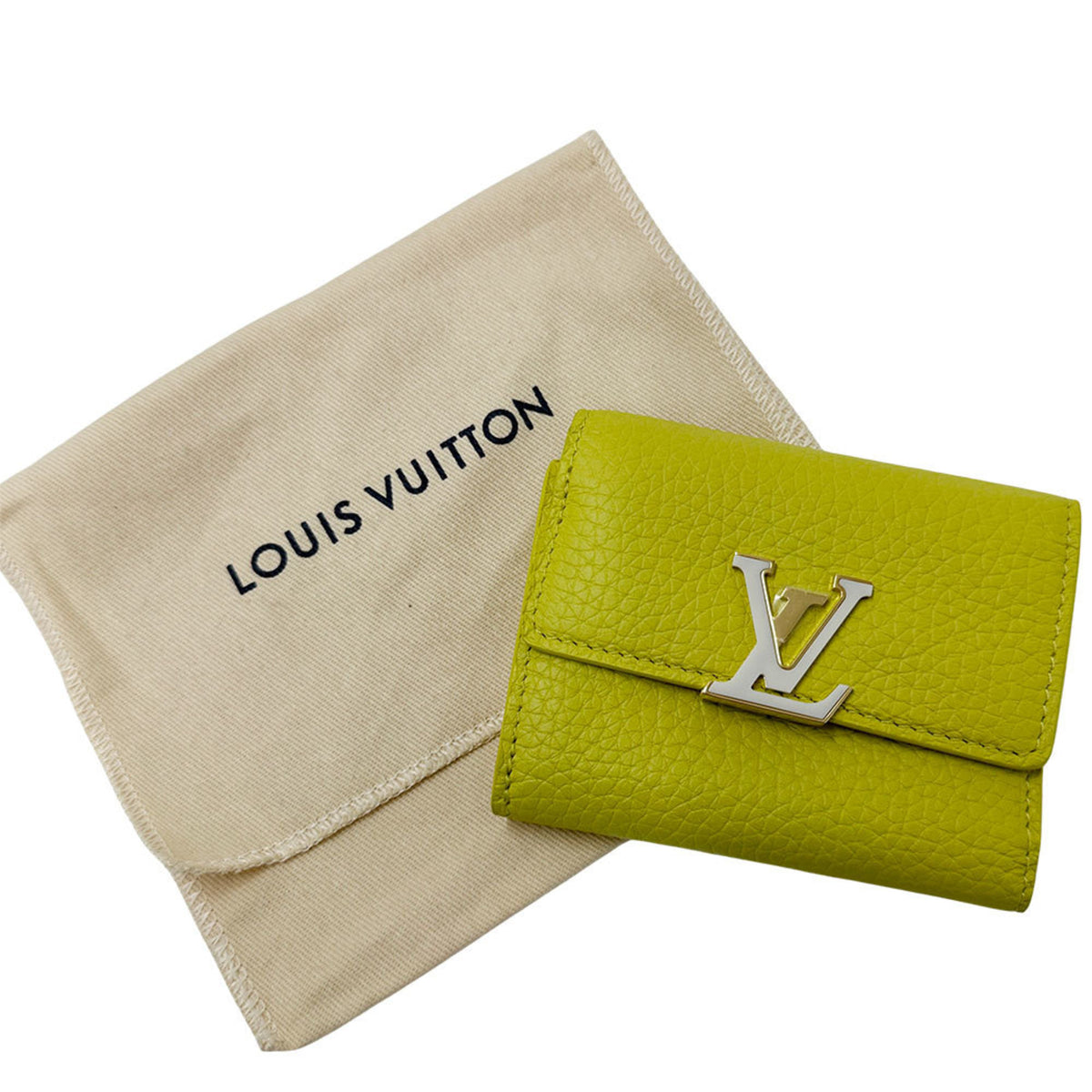 Louis Vuitton Taurillon Yellow Leather Wallet (Tri-Fold) (Pre-Owned)