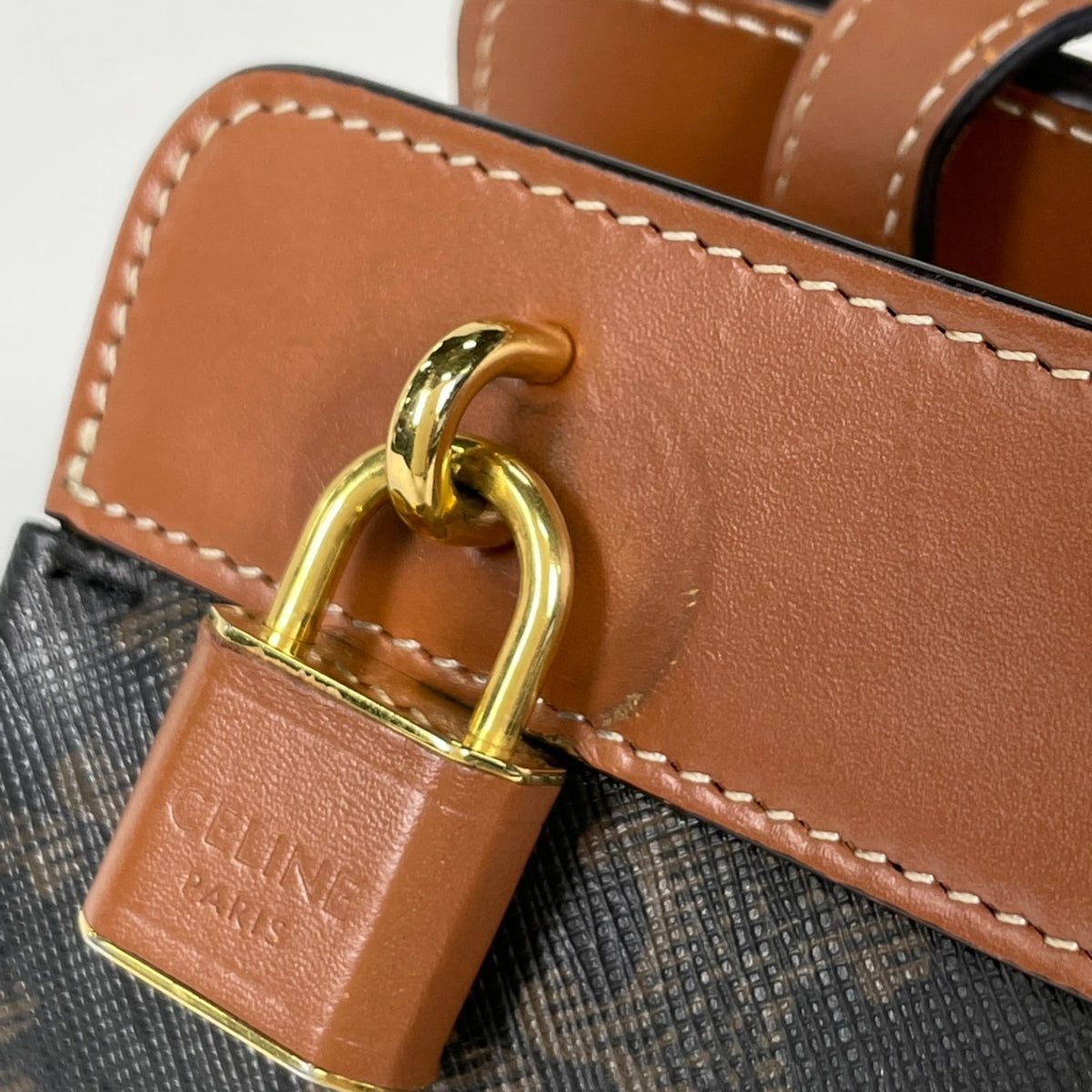 Celine Brown Coated Canvas Leather Shoulder Bag (Pre-Owned)