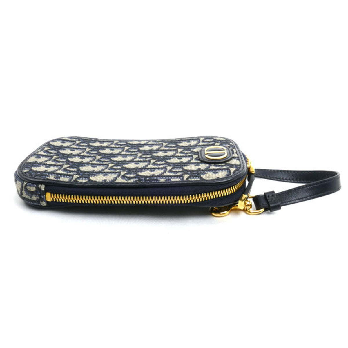 Christian Dior Beige Navy Jacquard Shoulder Bag (Pre-Owned)