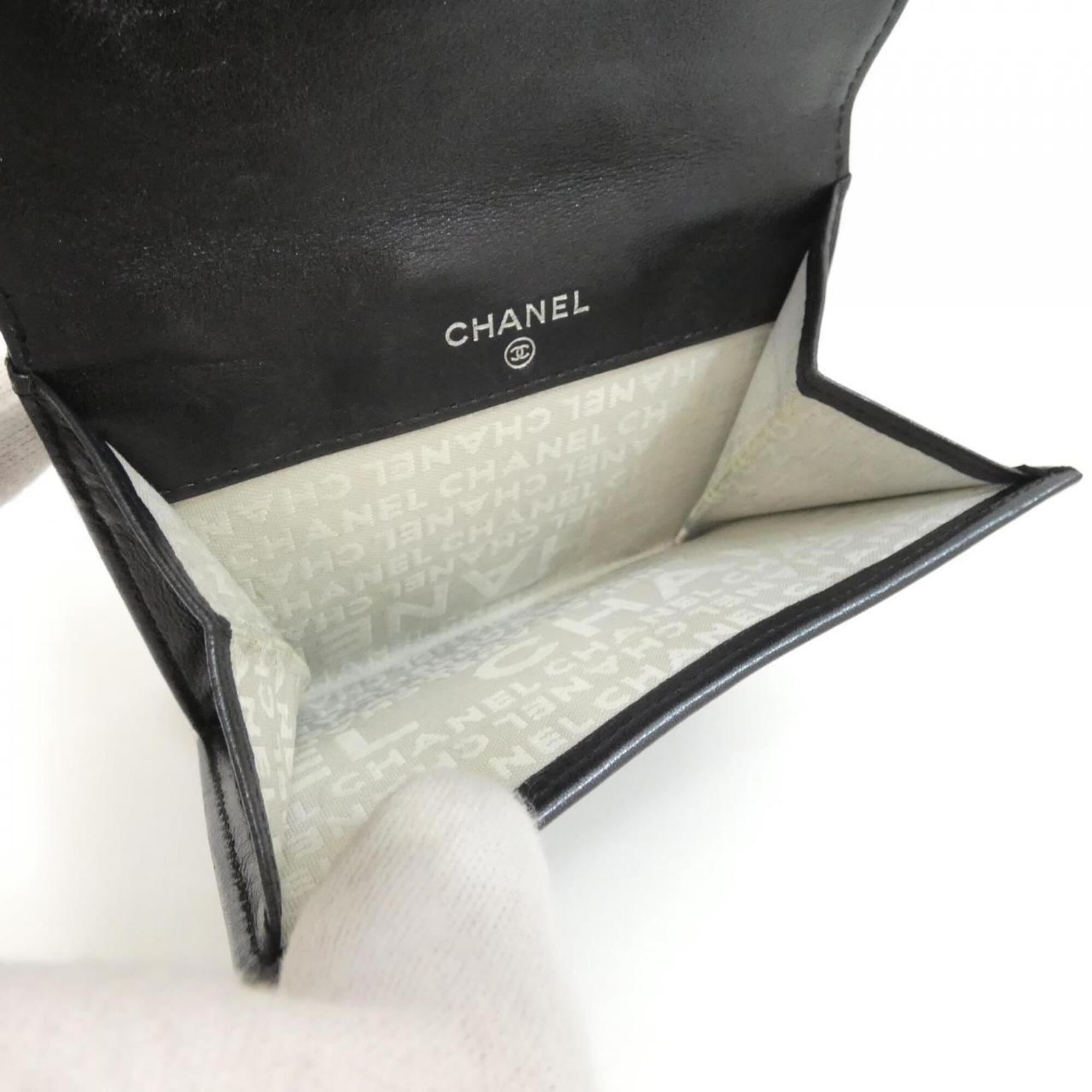 Chanel Black Leather Wallet (Bi-Fold) (Pre-Owned)