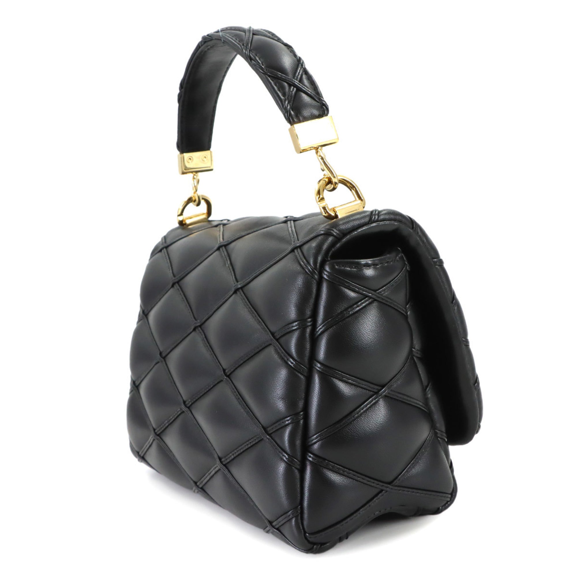 Louis Vuitton Noir Leather Handbag Shoulder Bag (Pre-Owned)