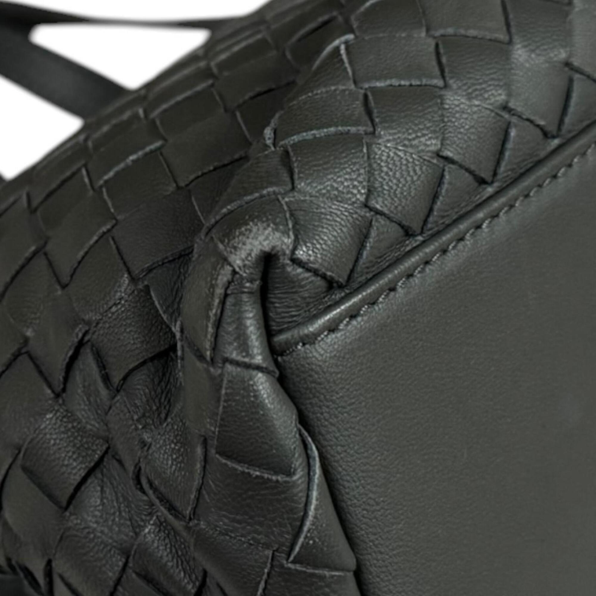 Bottega Veneta Intrecciato Gray Leather Handbag Shoulder Bag (Pre-Owned)