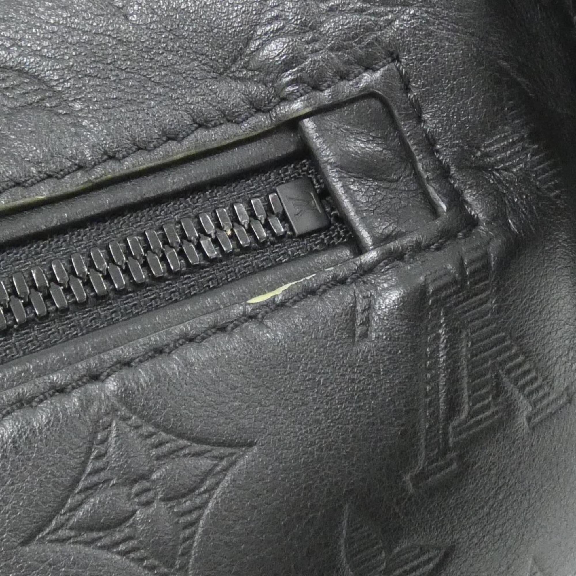 Louis Vuitton Black Leather Fanny Pack Shoulder Bag Sling Bag (Pre-Owned)
