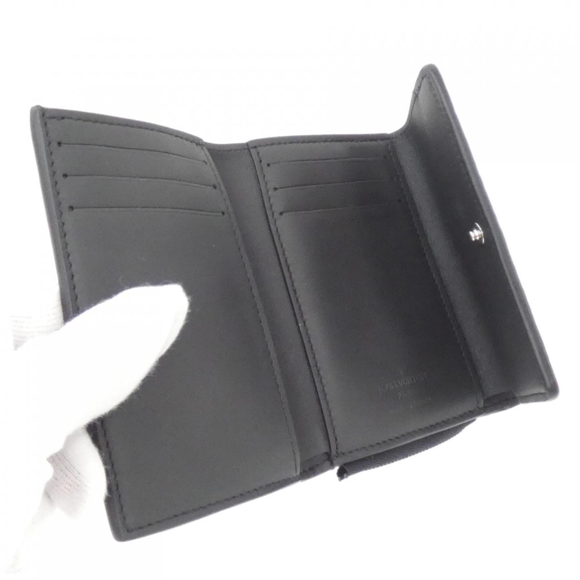 Louis Vuitton Black Leather Wallet (Tri-Fold) (Pre-Owned)