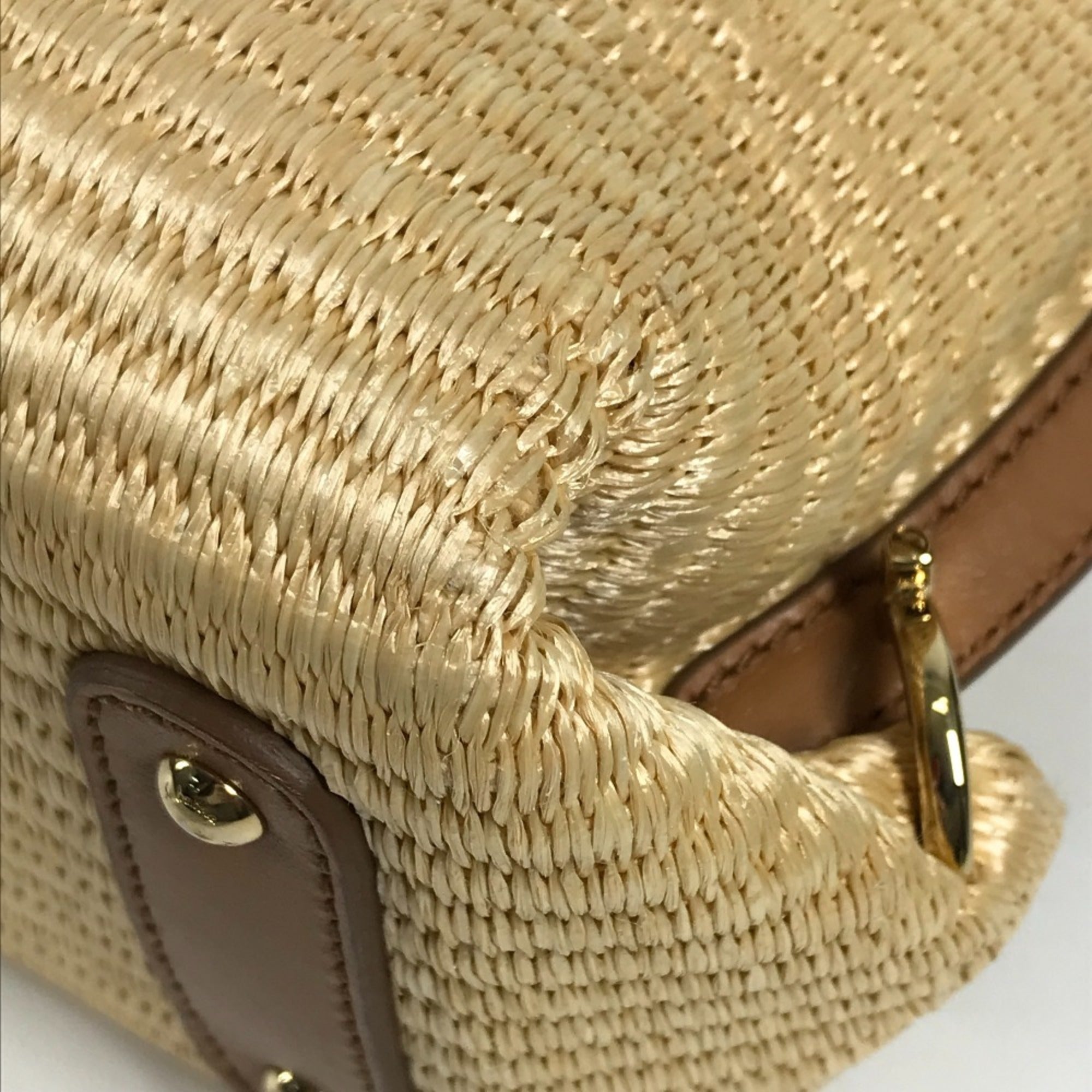Salvatore Ferragamo Beige Straw Leather Handbag Shoulder Bag (Pre-Owned)