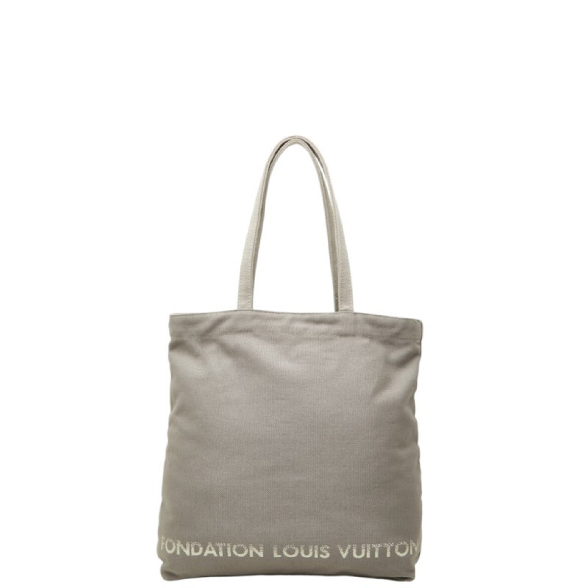 Louis Vuitton Gray Cotton Canvas Shoulder Bag Tote Bag (Pre-Owned)