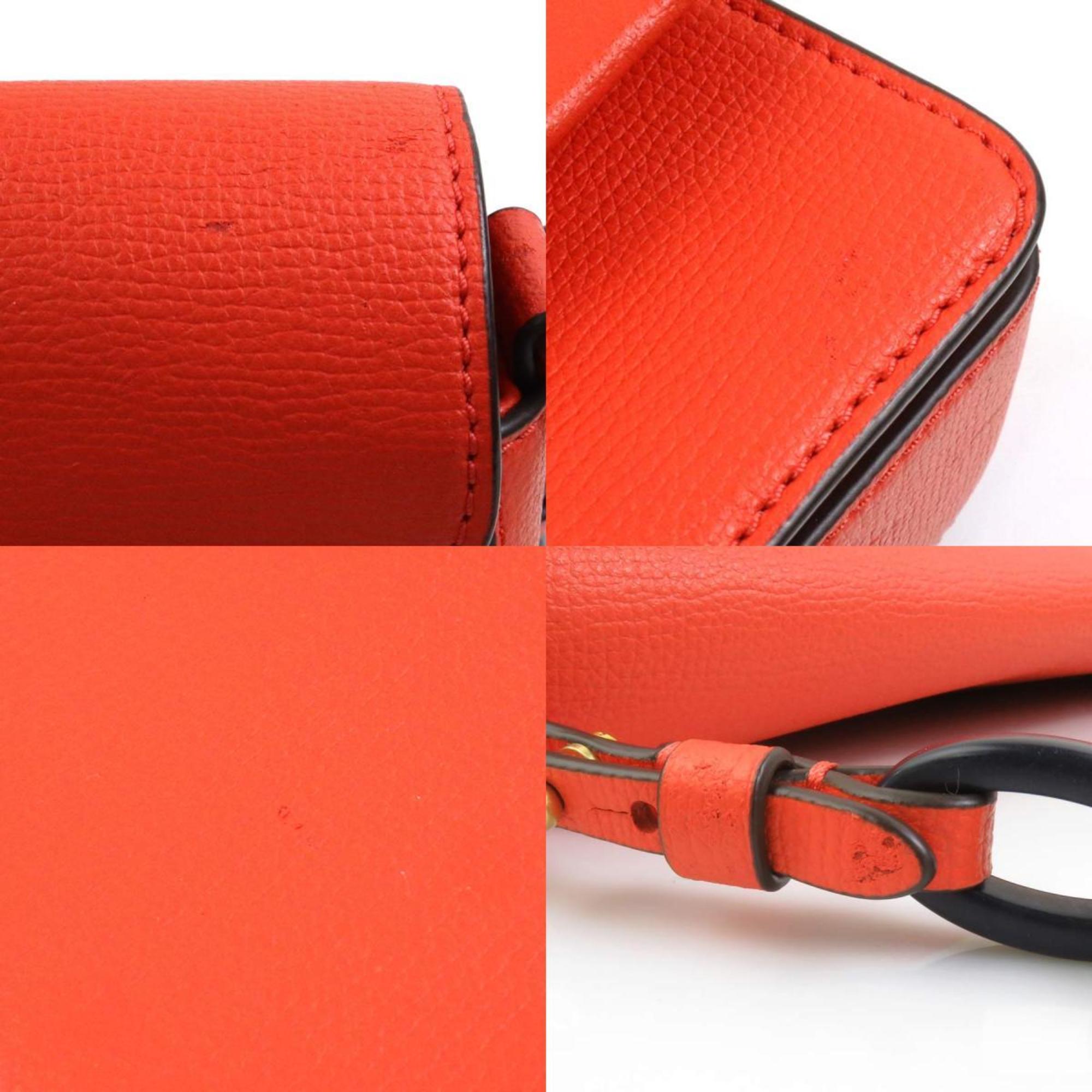Tory Burch Orange Orange Red Red Color Leather Handbag Shoulder Bag (Pre-Owned)