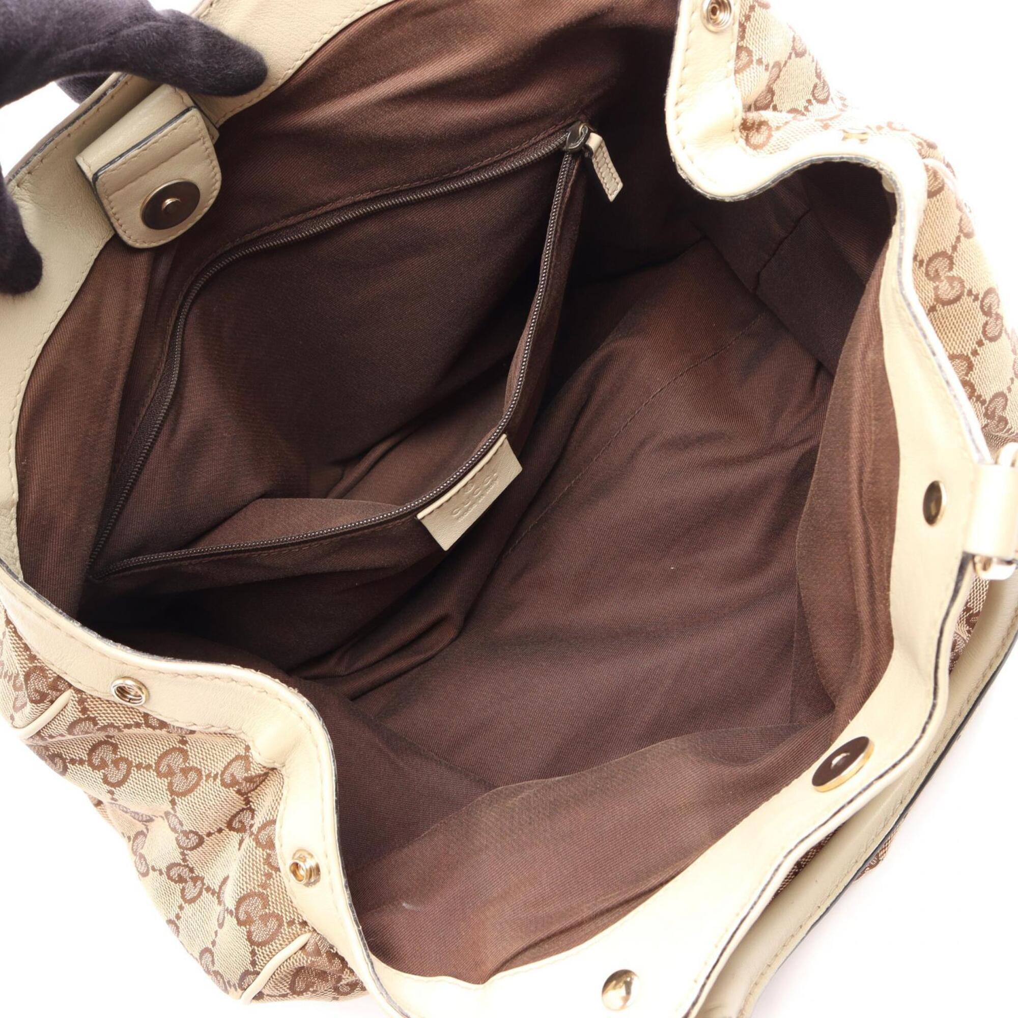 Gucci Beige Ivory Gg Canvas Handbag (Pre-Owned)