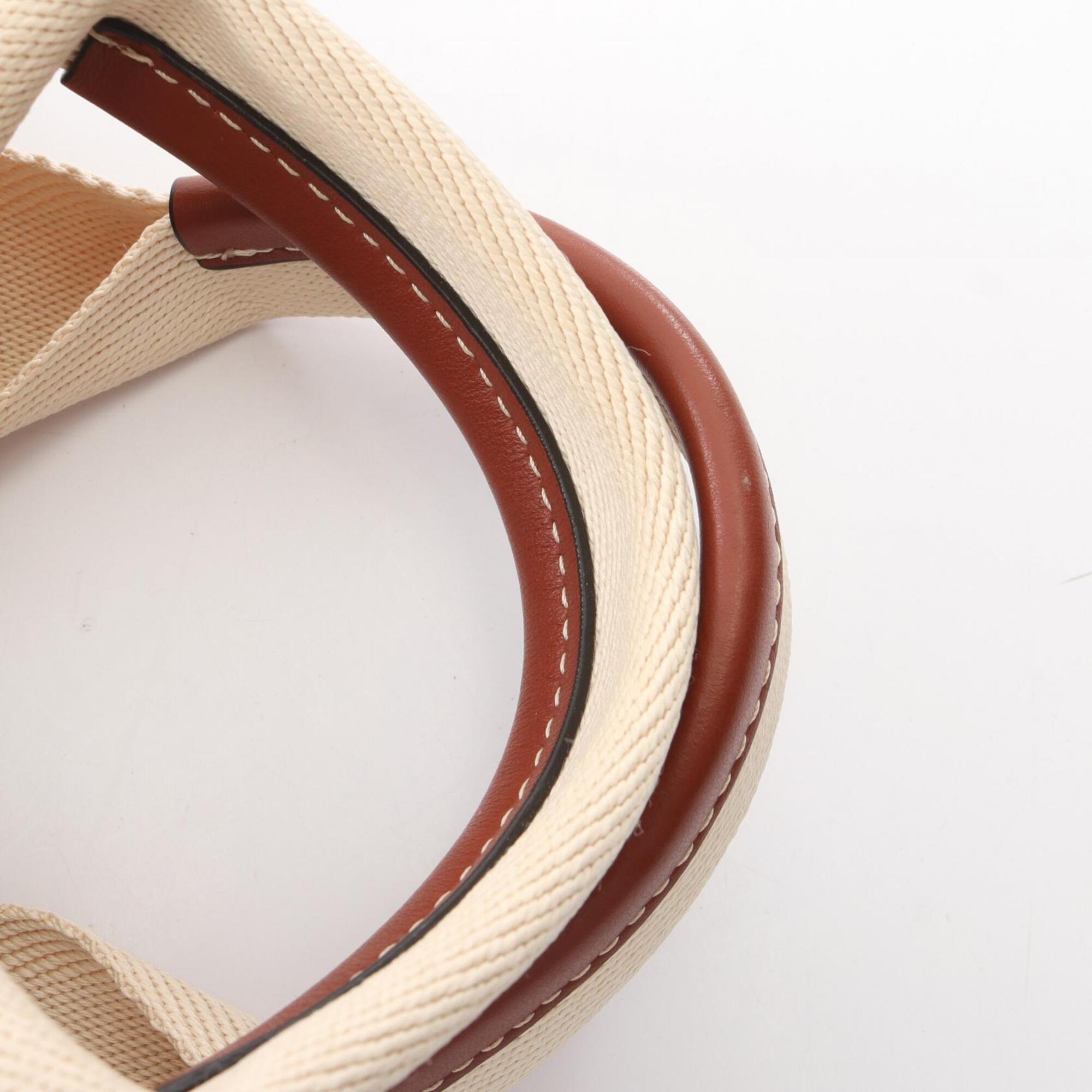 Chloé Beige Brown Canvas Leather Handbag (Pre-Owned)