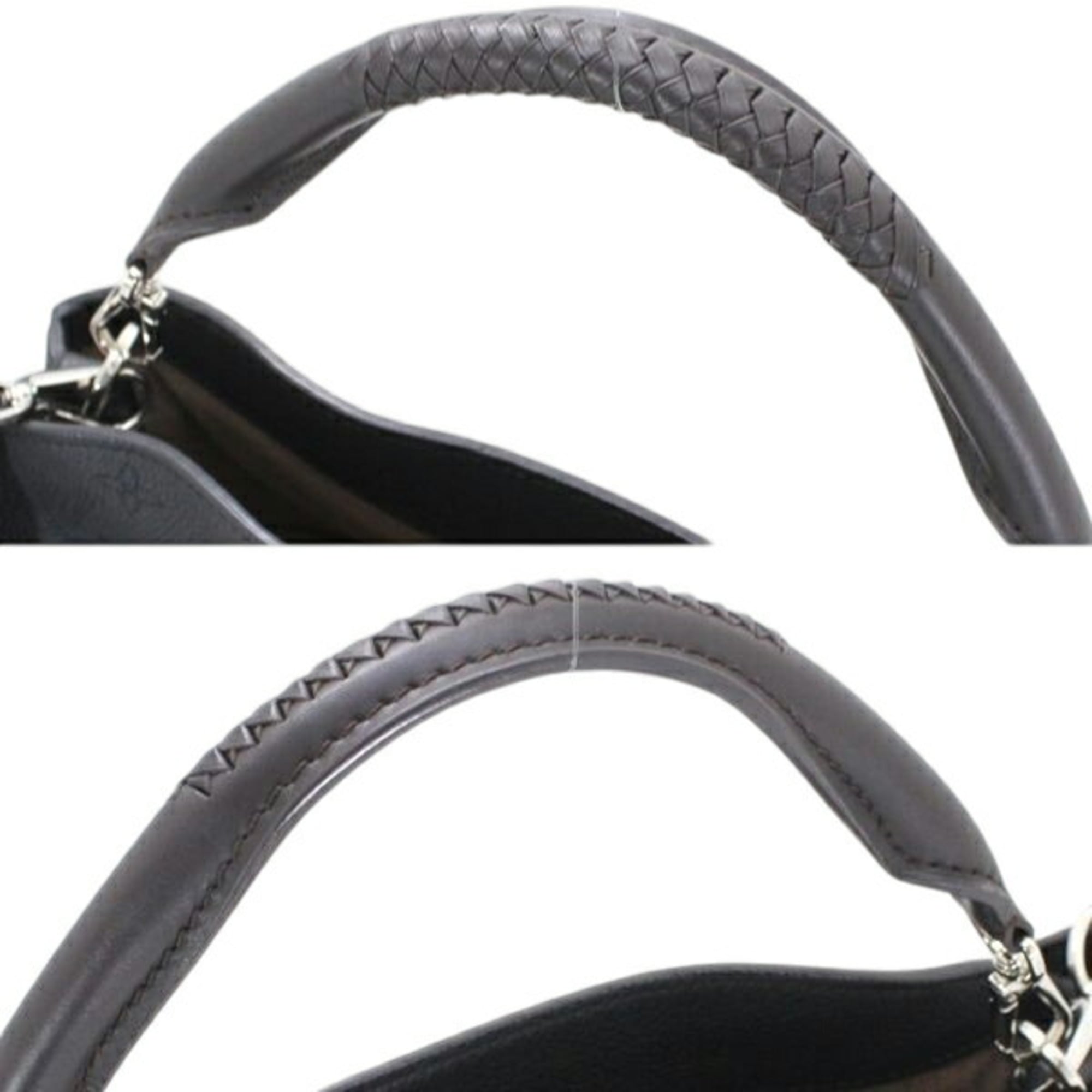 Louis Vuitton Black Mahina Leather Handbag Shoulder Bag (Pre-Owned)