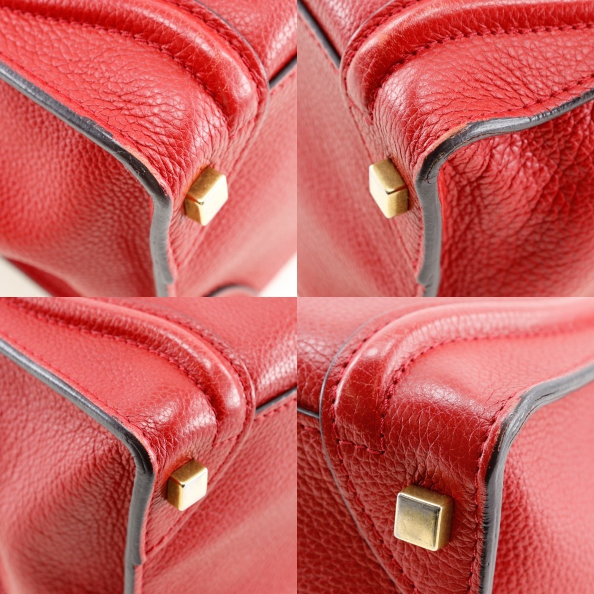 Celine Red Color Leather Handbag (Pre-Owned)