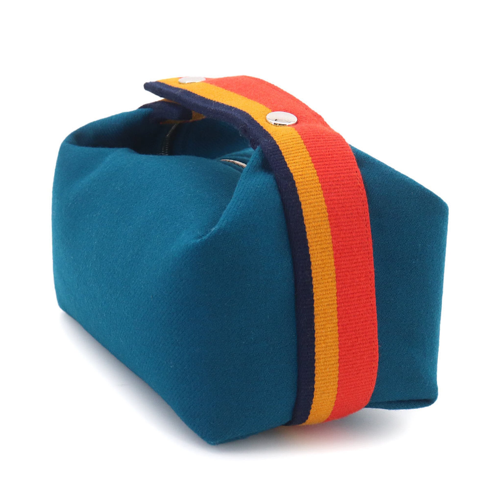 Hermes Blue Paon Wool Handbag Pouch (Pre-Owned)