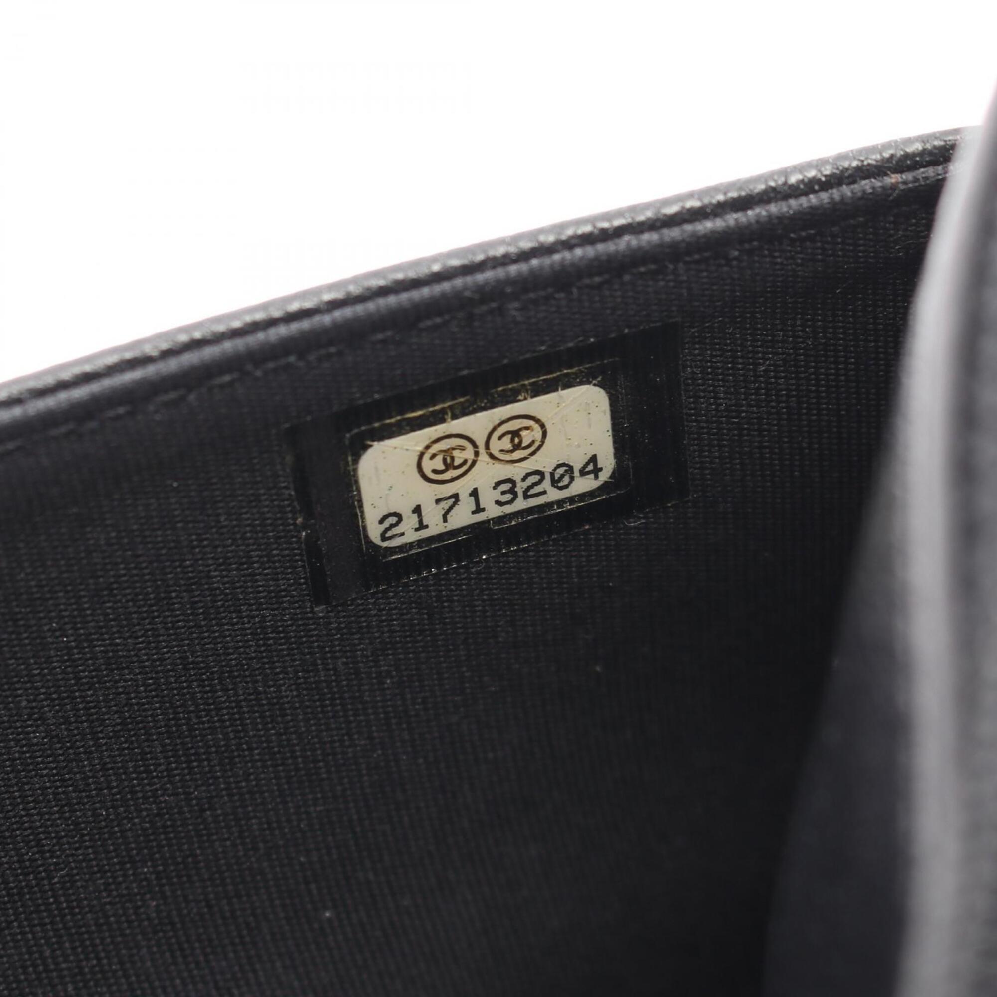 Chanel Black Leather Handbag Shoulder Bag (Pre-Owned)