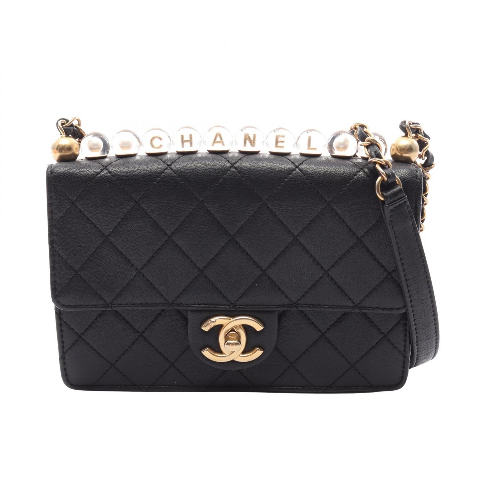 Chanel Black Leather Handbag Shoulder Bag (Pre-Owned)