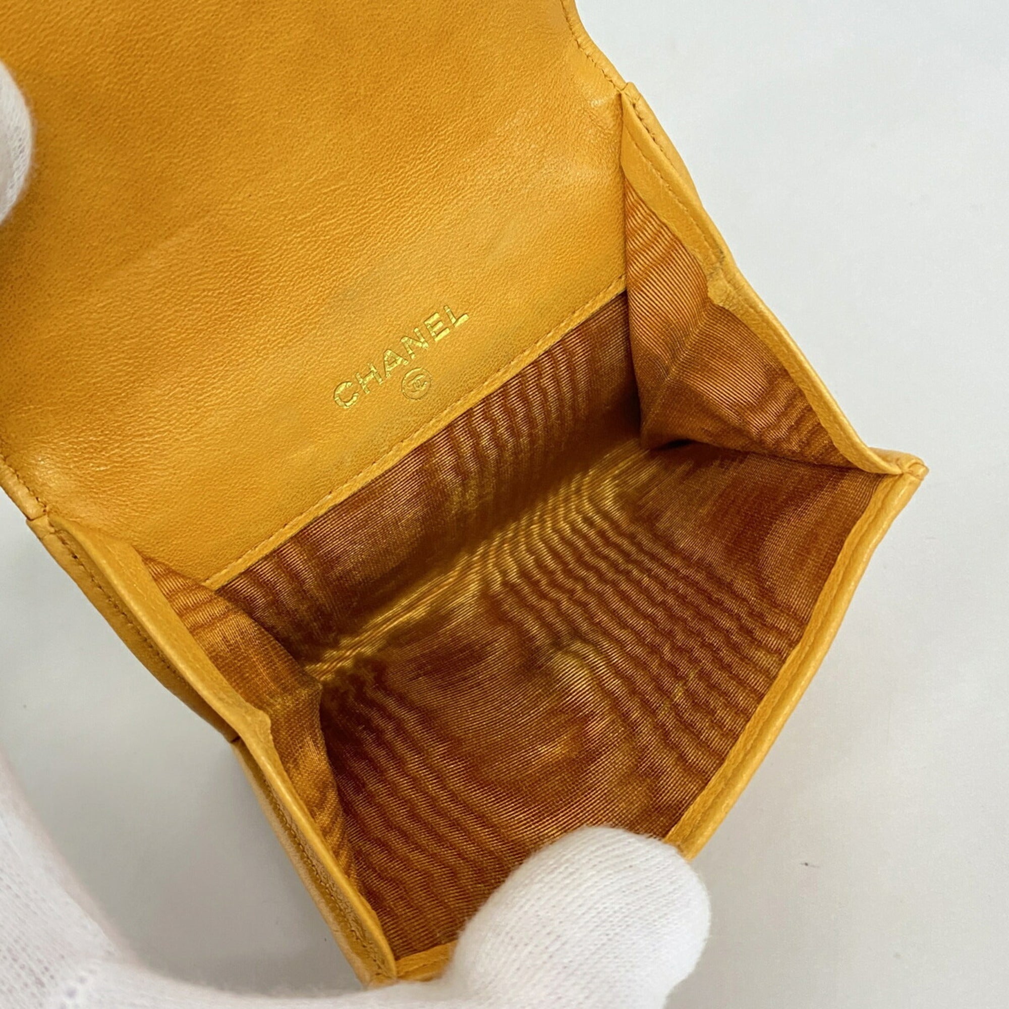 Chanel Orange Grained Calfskin Coin Purse/Coin Case (Pre-Owned)