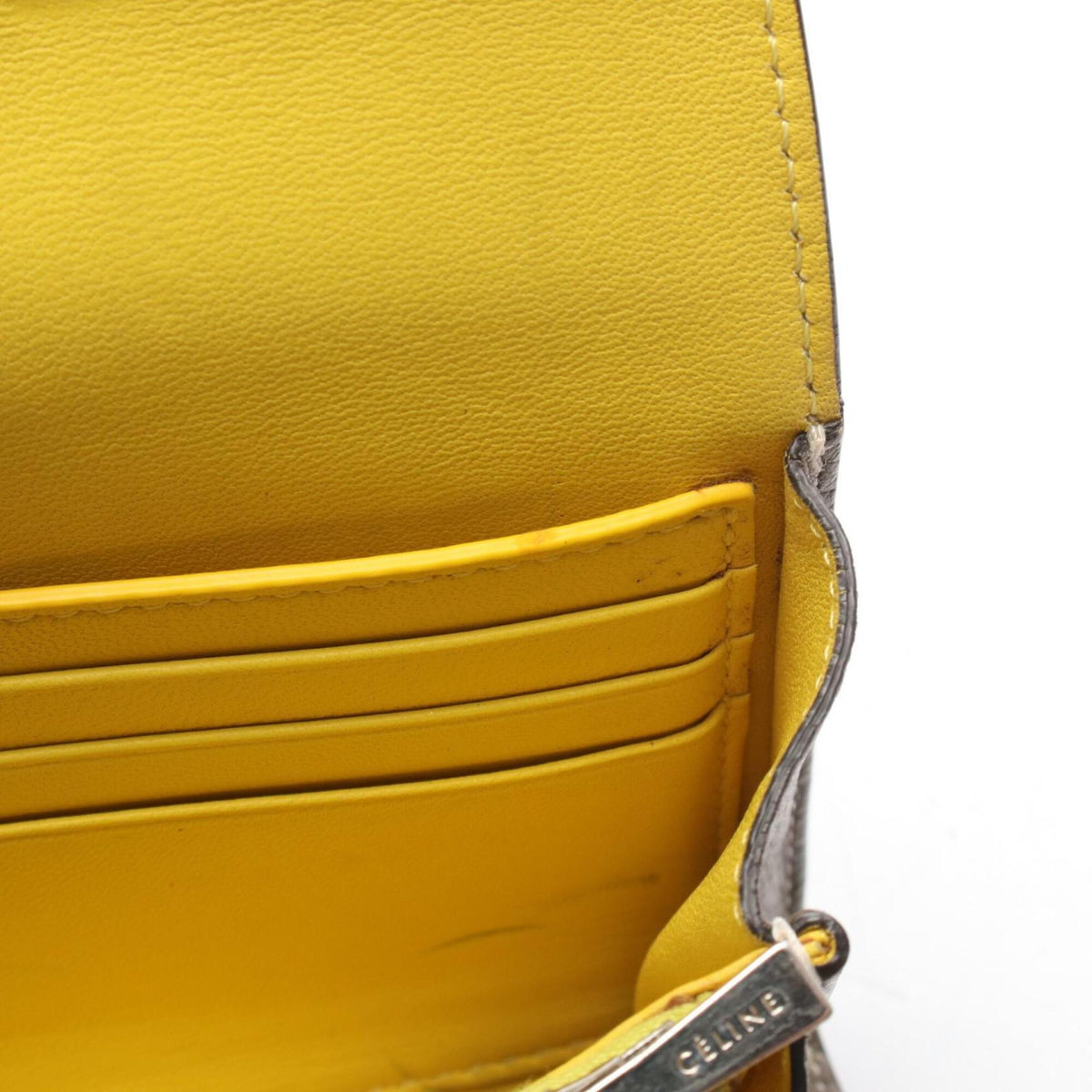 Celine Gray Yellow Leather Long Wallet (Bi-Fold) (Pre-Owned)