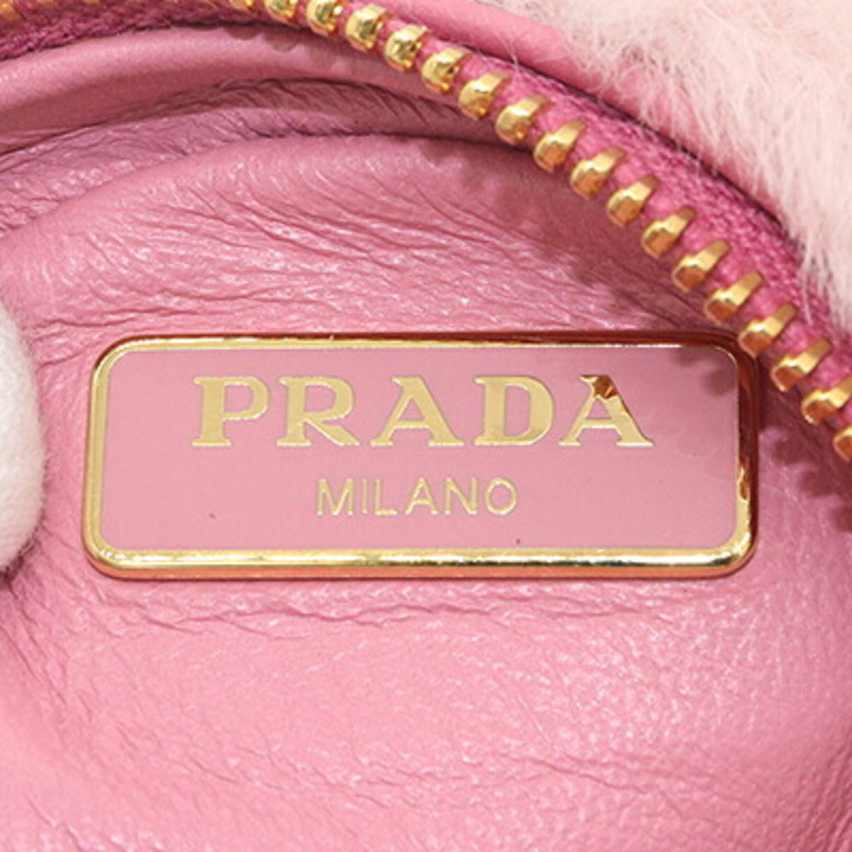 Prada Light Pink Pink White Fur Handbag Pouch (Pre-Owned)