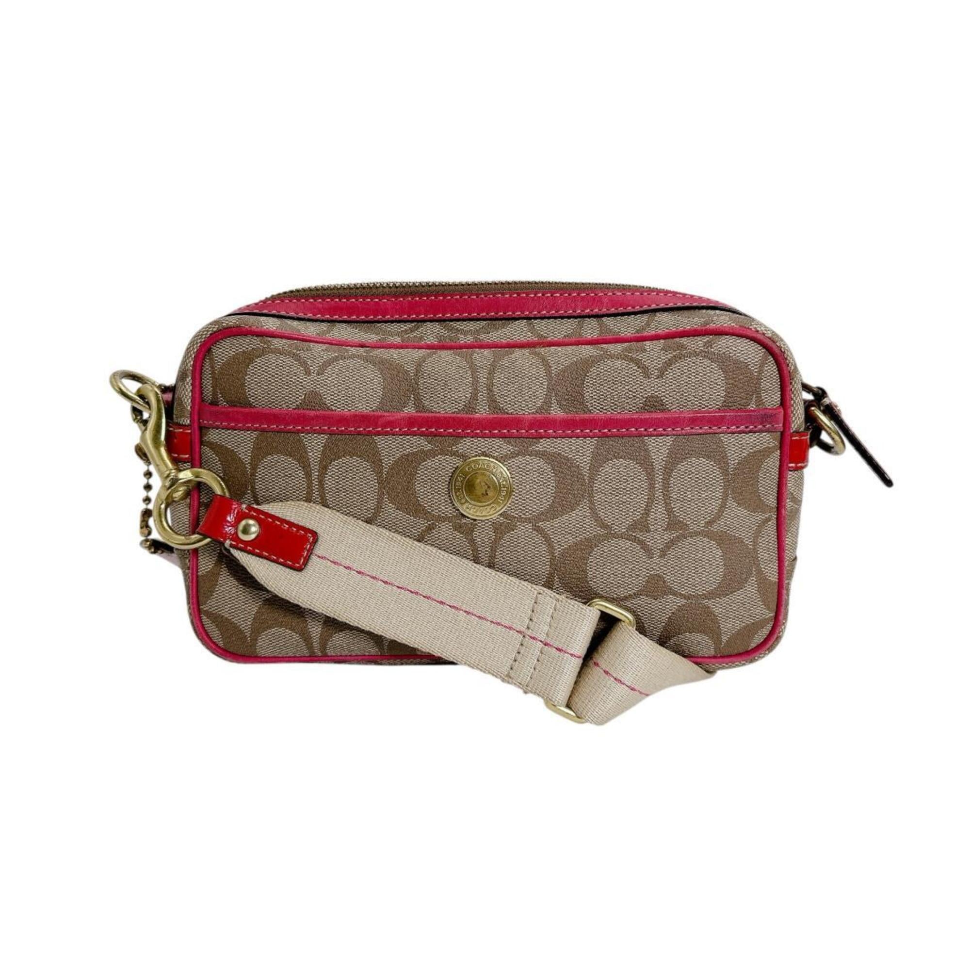Coach Beige Leather Shoulder Bag Sling Bag (Pre-Owned)