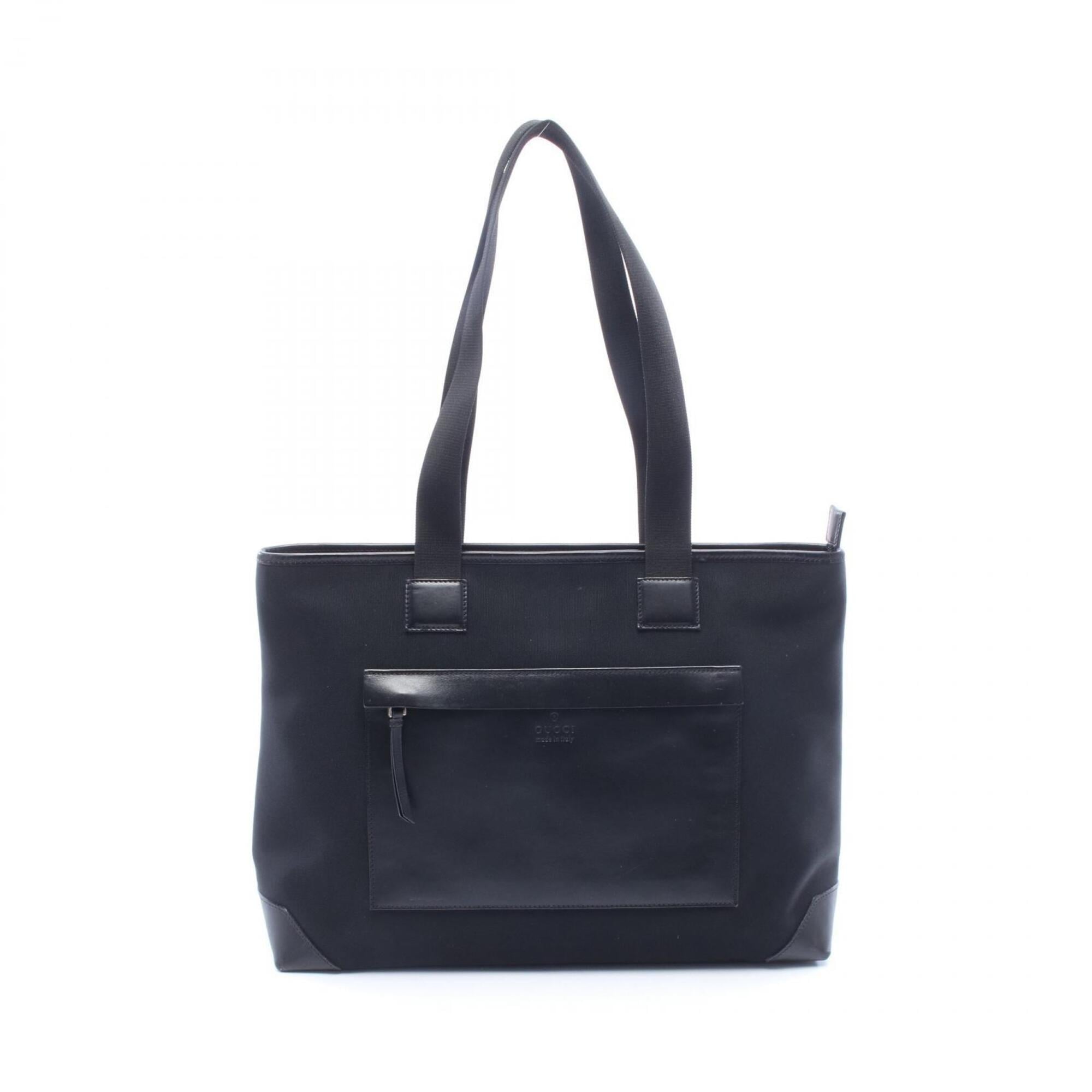 Gucci Black Canvas Leather Handbag Tote Bag (Pre-Owned)