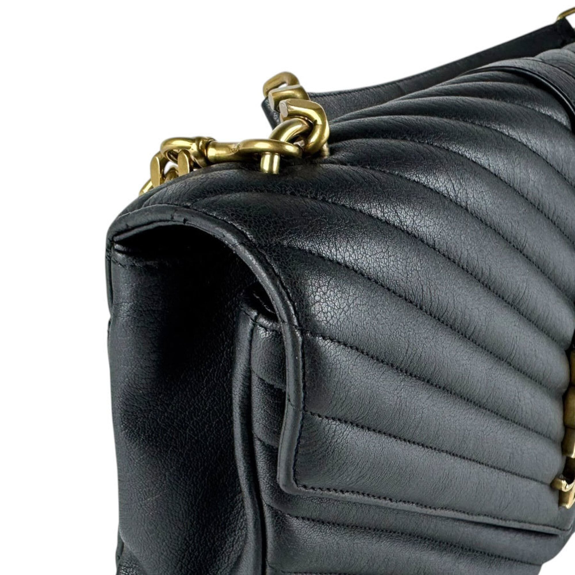 Saint Laurent Black Leather Handbag Shoulder Bag (Pre-Owned)
