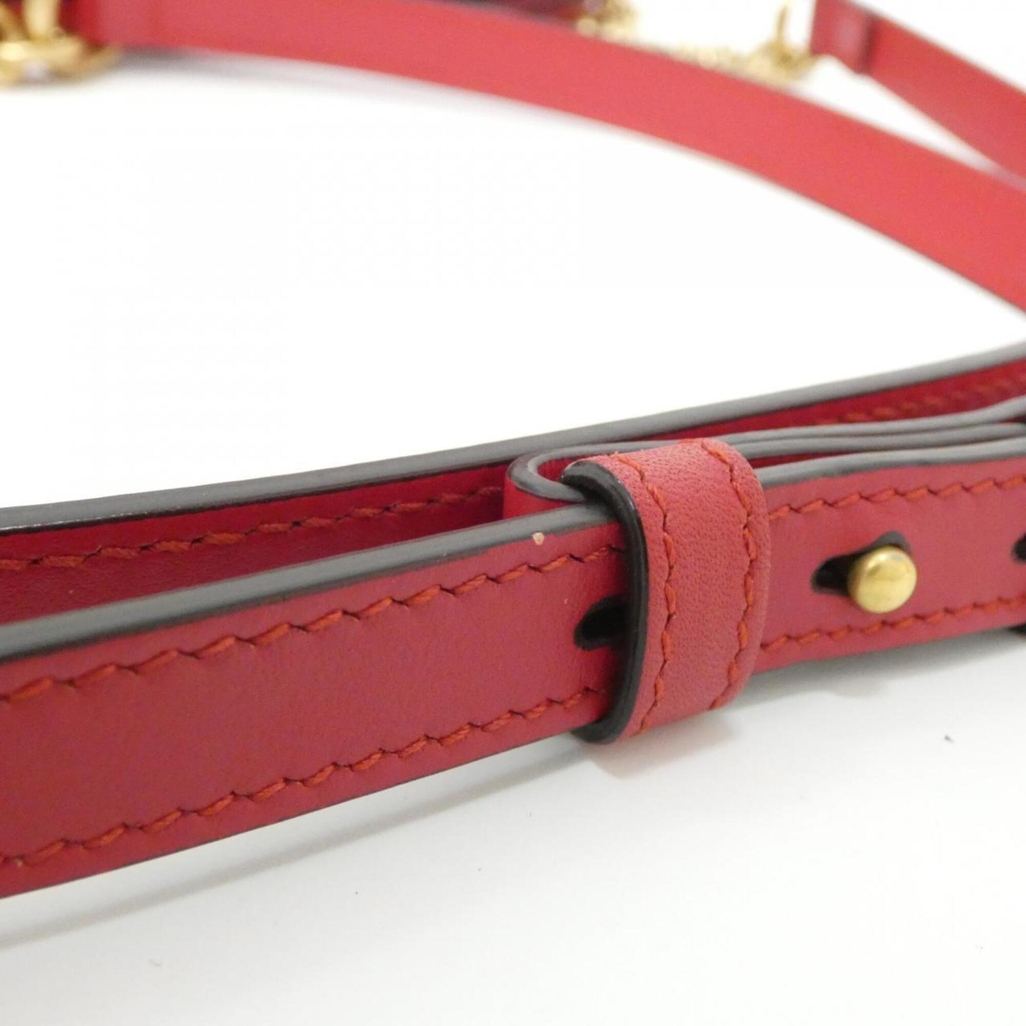 Gucci Red Color Leather Shoulder Bag (Pre-Owned)