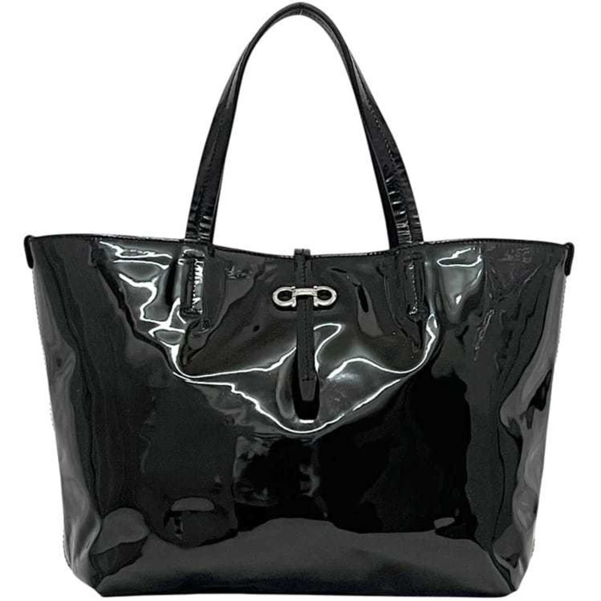 Salvatore Ferragamo Black Patent Leather Tote Bag (Pre-Owned)