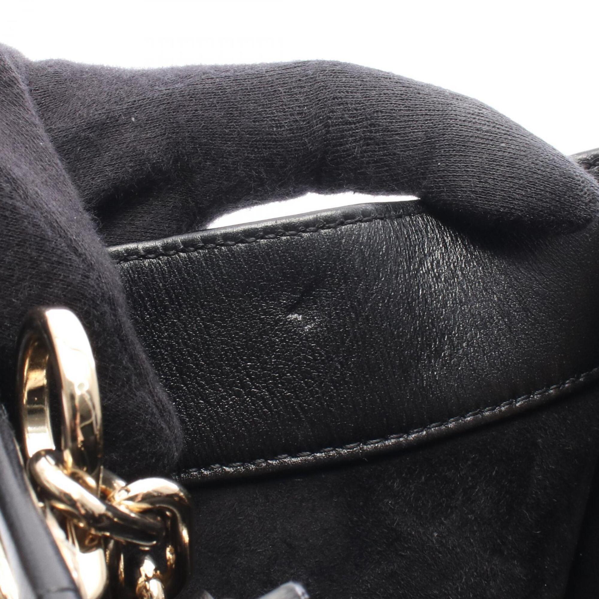 Christian Dior Black Leather Handbag Tote Bag (Pre-Owned)