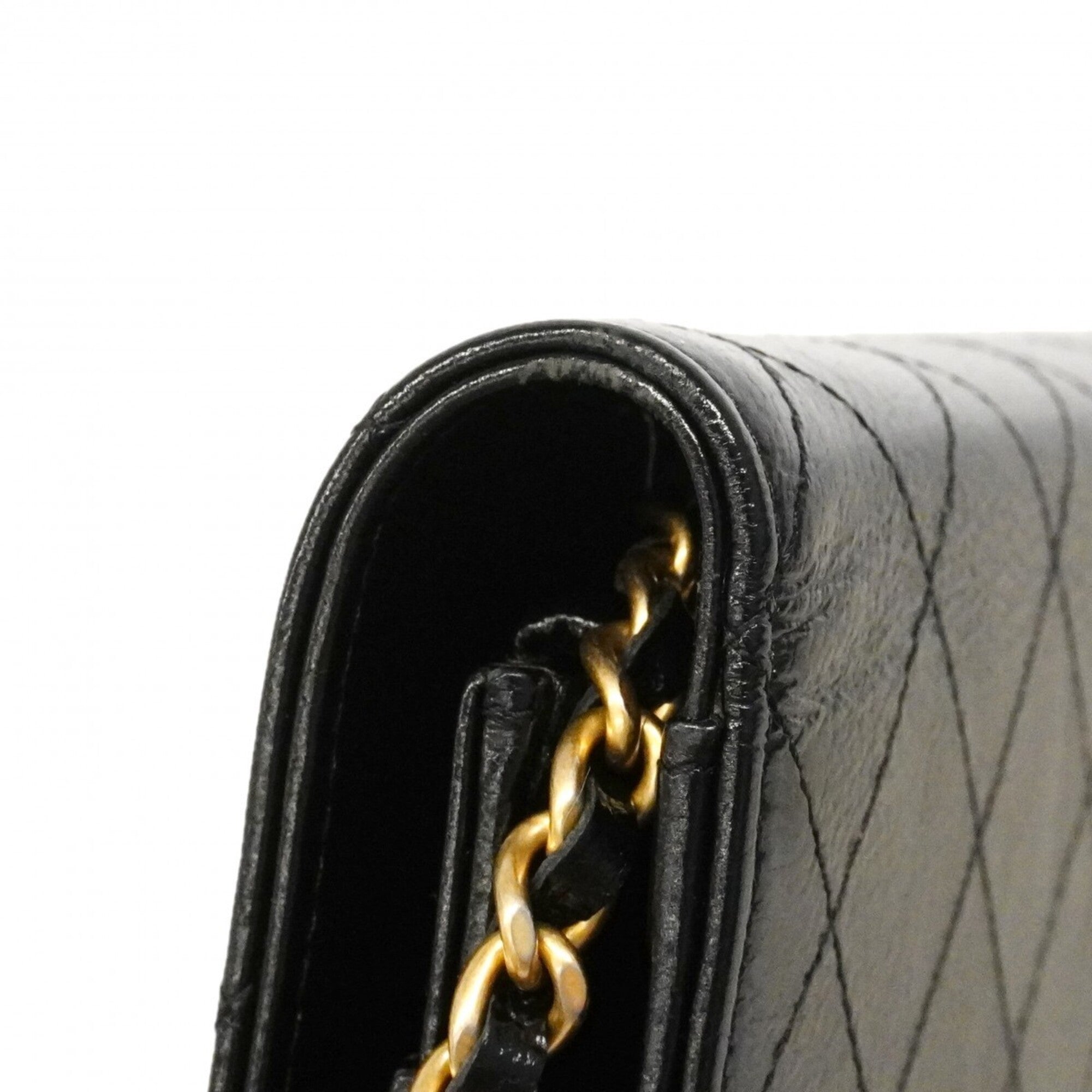 Chanel Black Leather Chain/Shoulder Wallet (Pre-Owned)