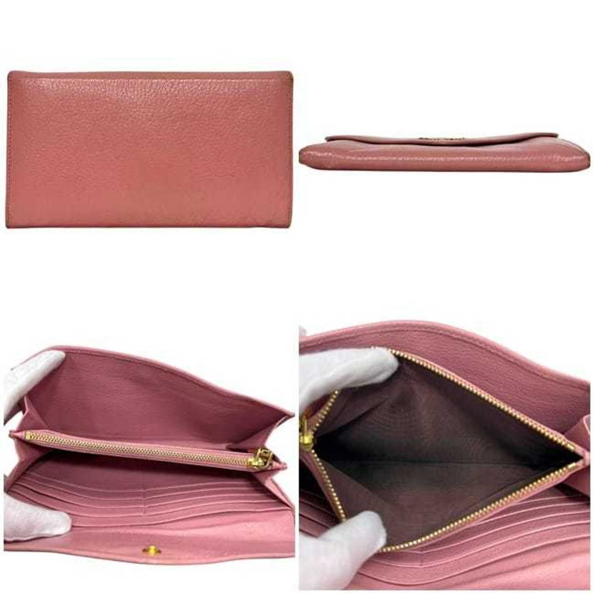 Miu Miu Pink Leather Long Wallet (Bi-Fold) (Pre-Owned)