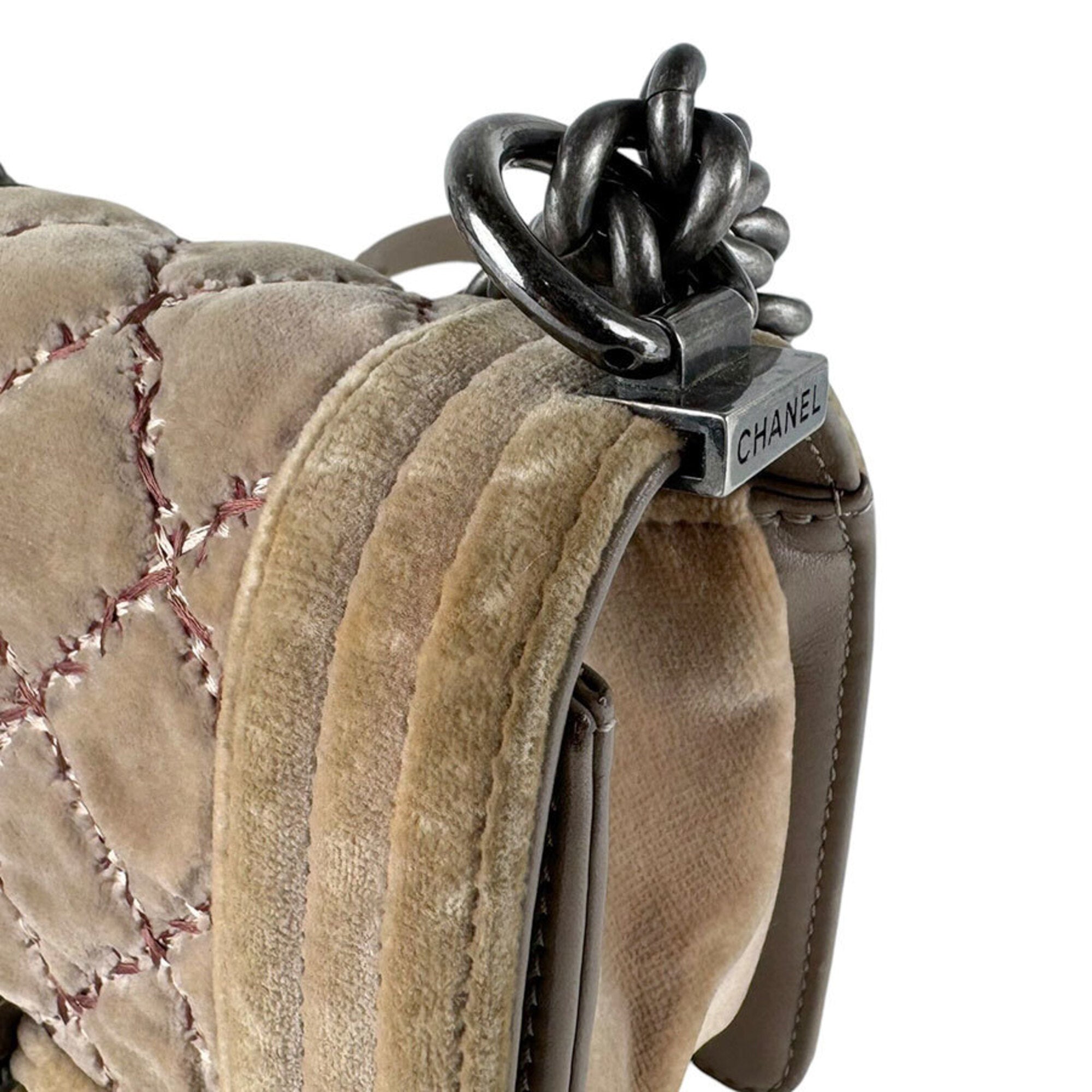 Chanel Light Brown Velvet Shoulder Bag (Pre-Owned)