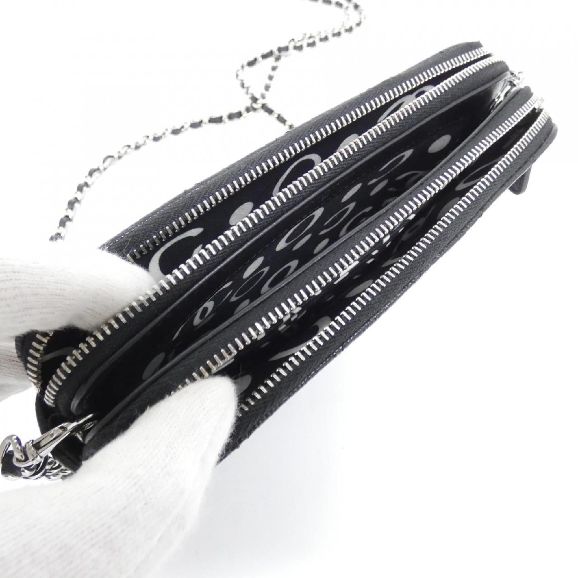 Chanel Black Grained Calfskin Chain/Shoulder Wallet (Pre-Owned)