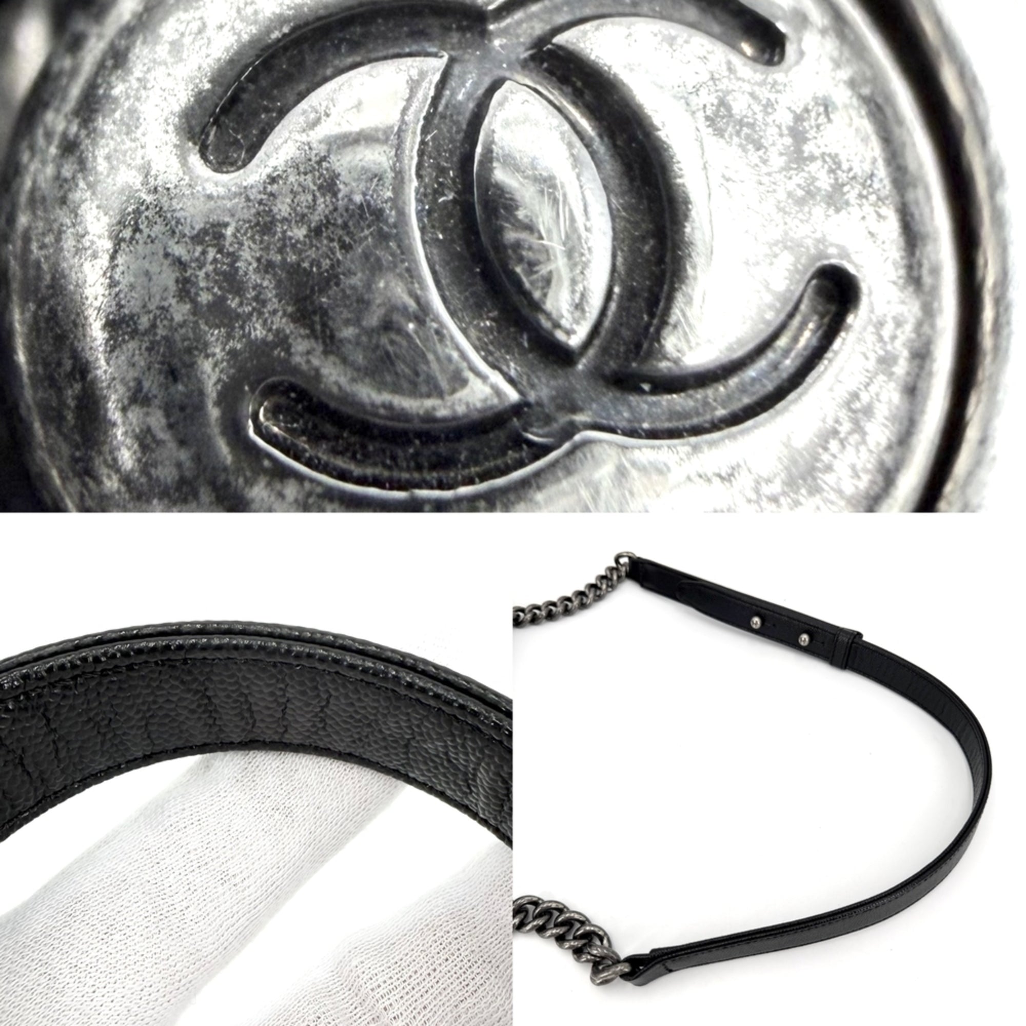 Chanel Matelasse Black Grained Calfskin Shoulder Bag (Pre-Owned)