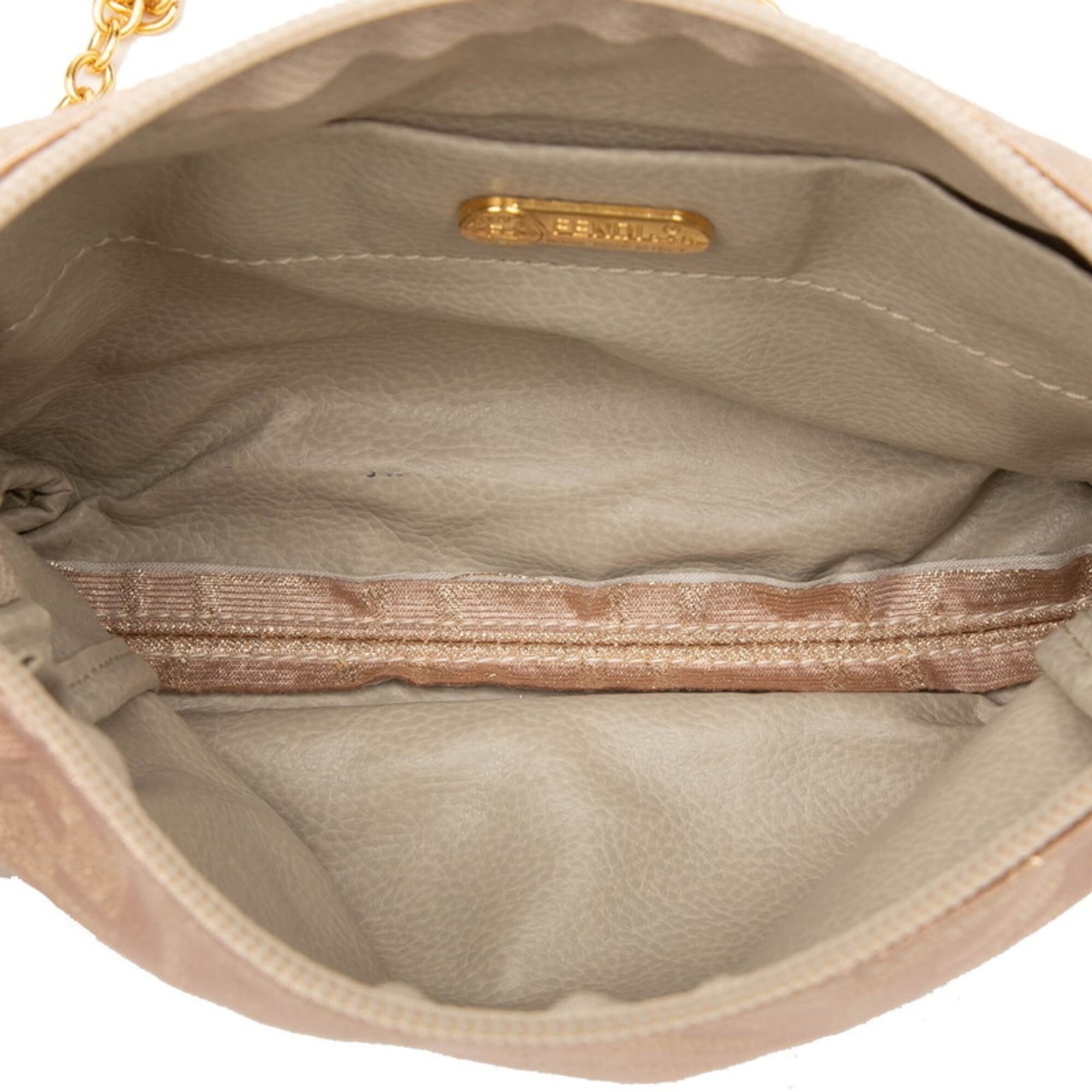 Fendi Zucca Pink Beige Canvas Shoulder Bag (Pre-Owned)
