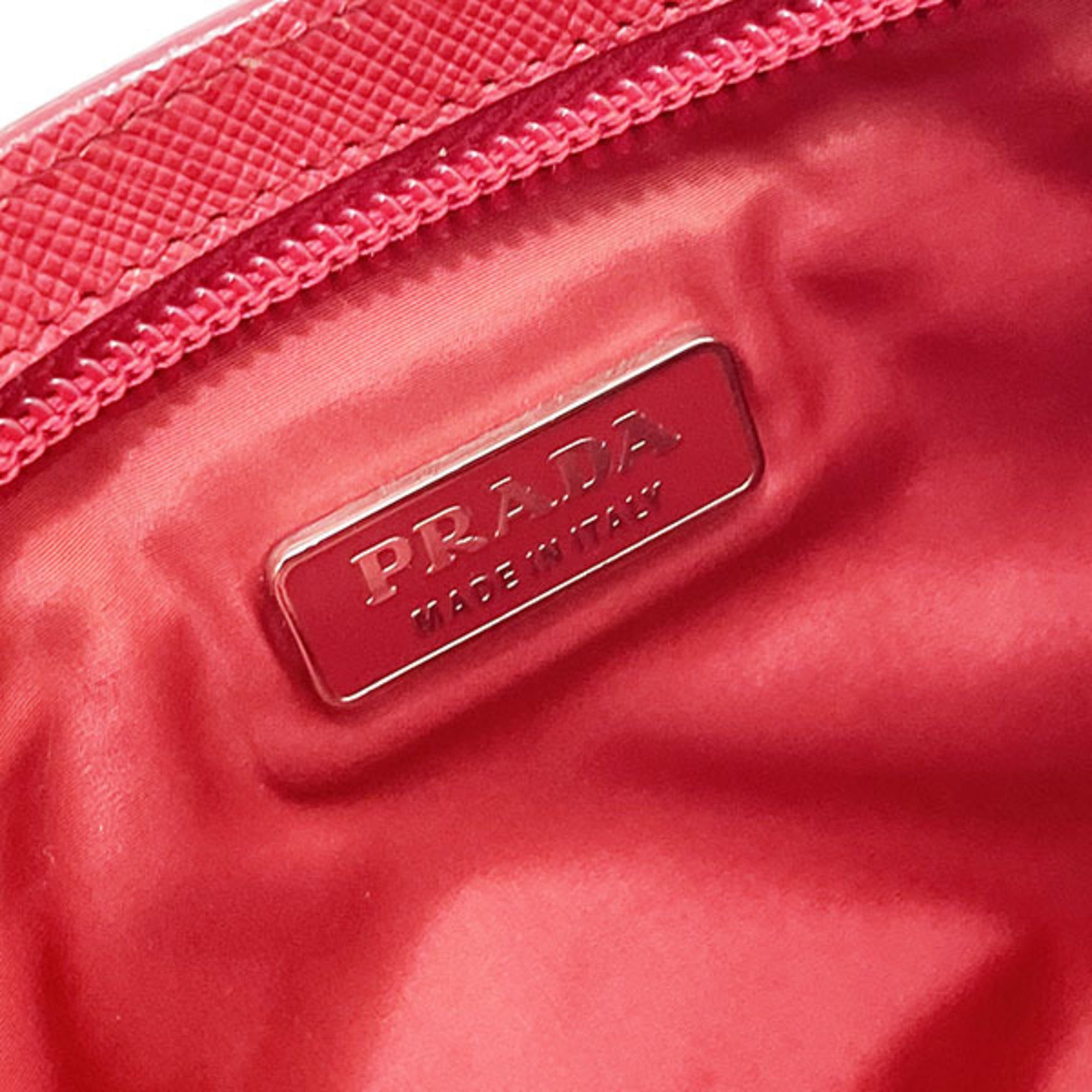Prada Black Multi-Color Orange Red Color White Yellow Leather Saffiano Pouch (Pre-Owned)