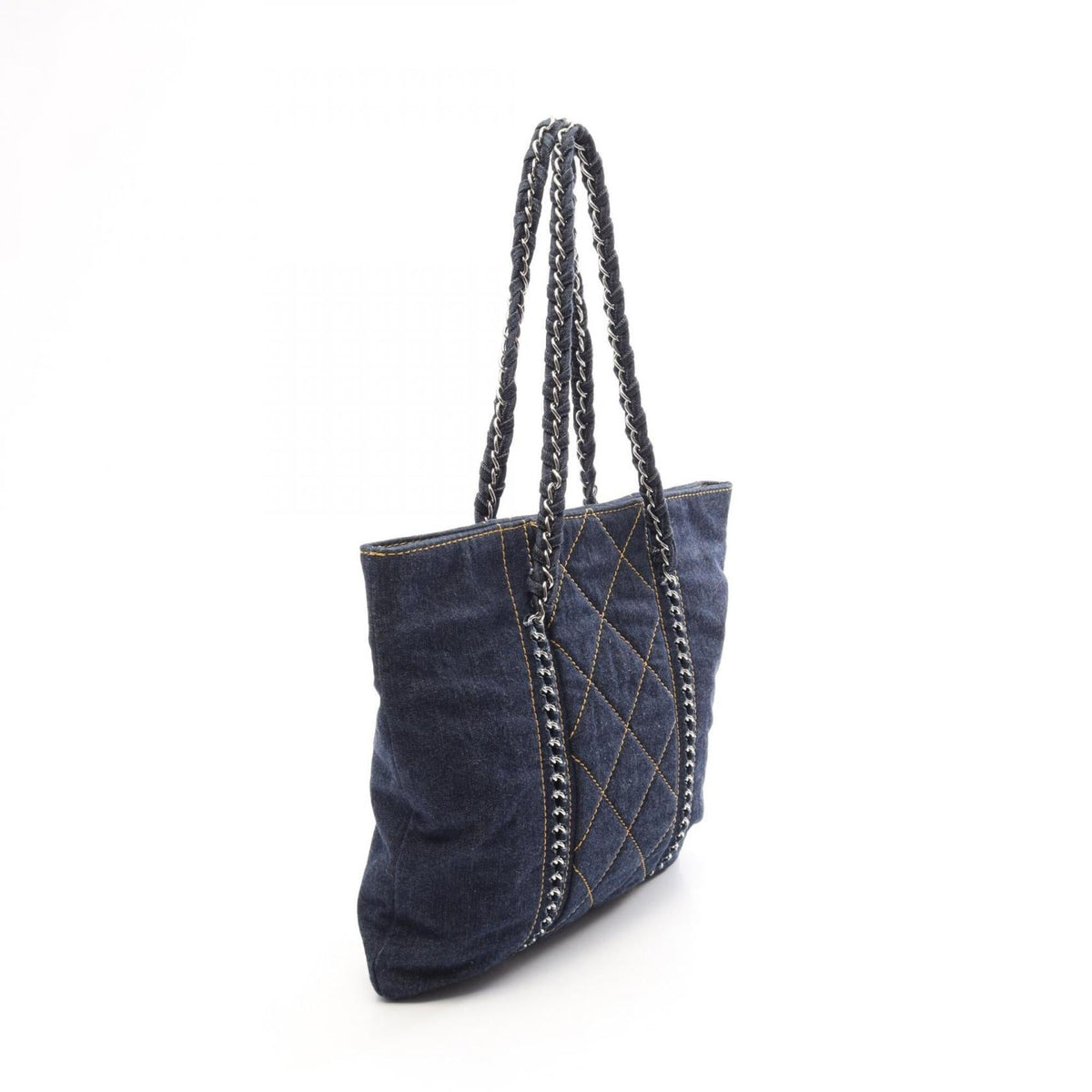 Chanel Navy Denim Handbag Tote Bag (Pre-Owned)