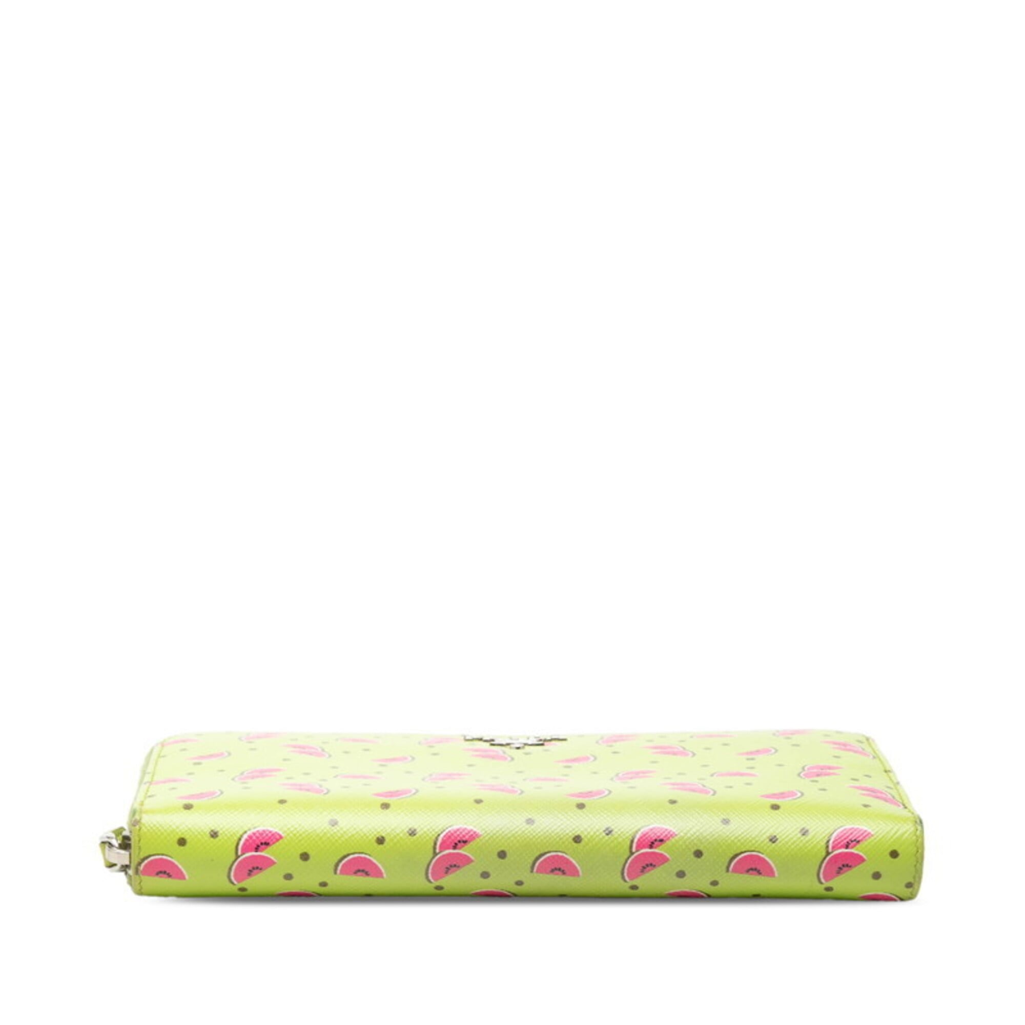 Prada Green Leather Long Wallet (Bi-Fold) (Pre-Owned)