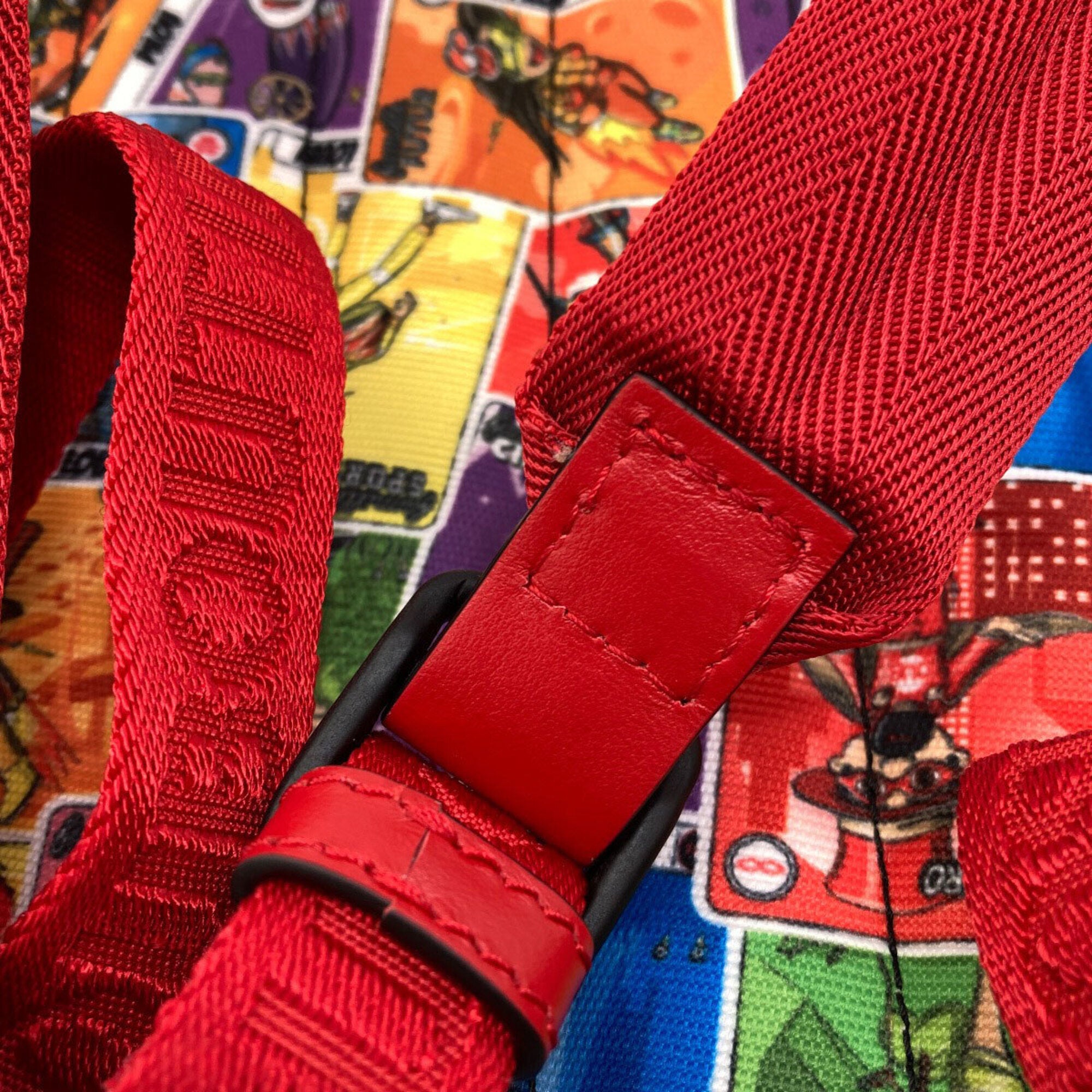 Christian Louboutin Red Color Canvas Leather Backpack (Pre-Owned)