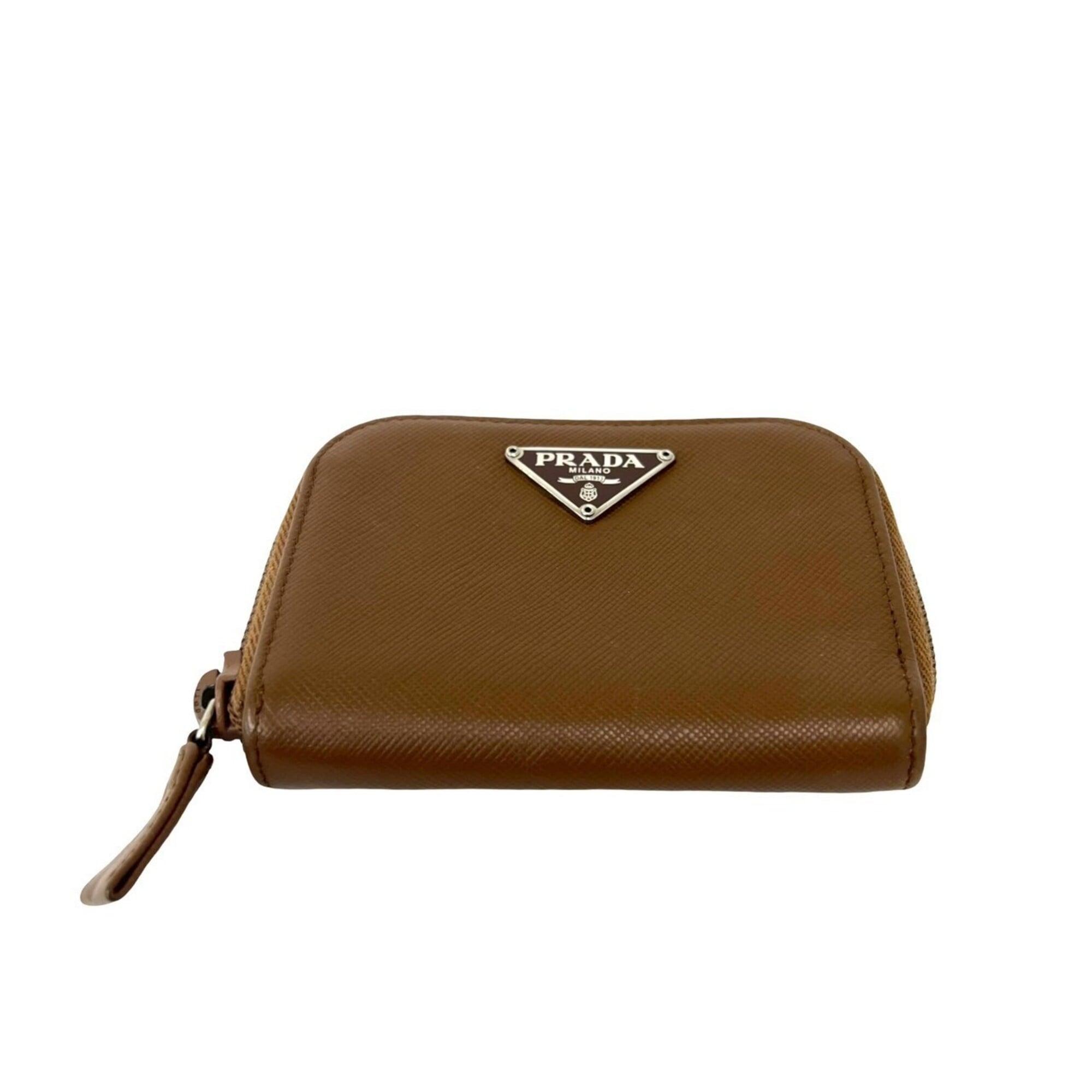 Prada Brown Leather Coin Purse/Coin Case (Pre-Owned)